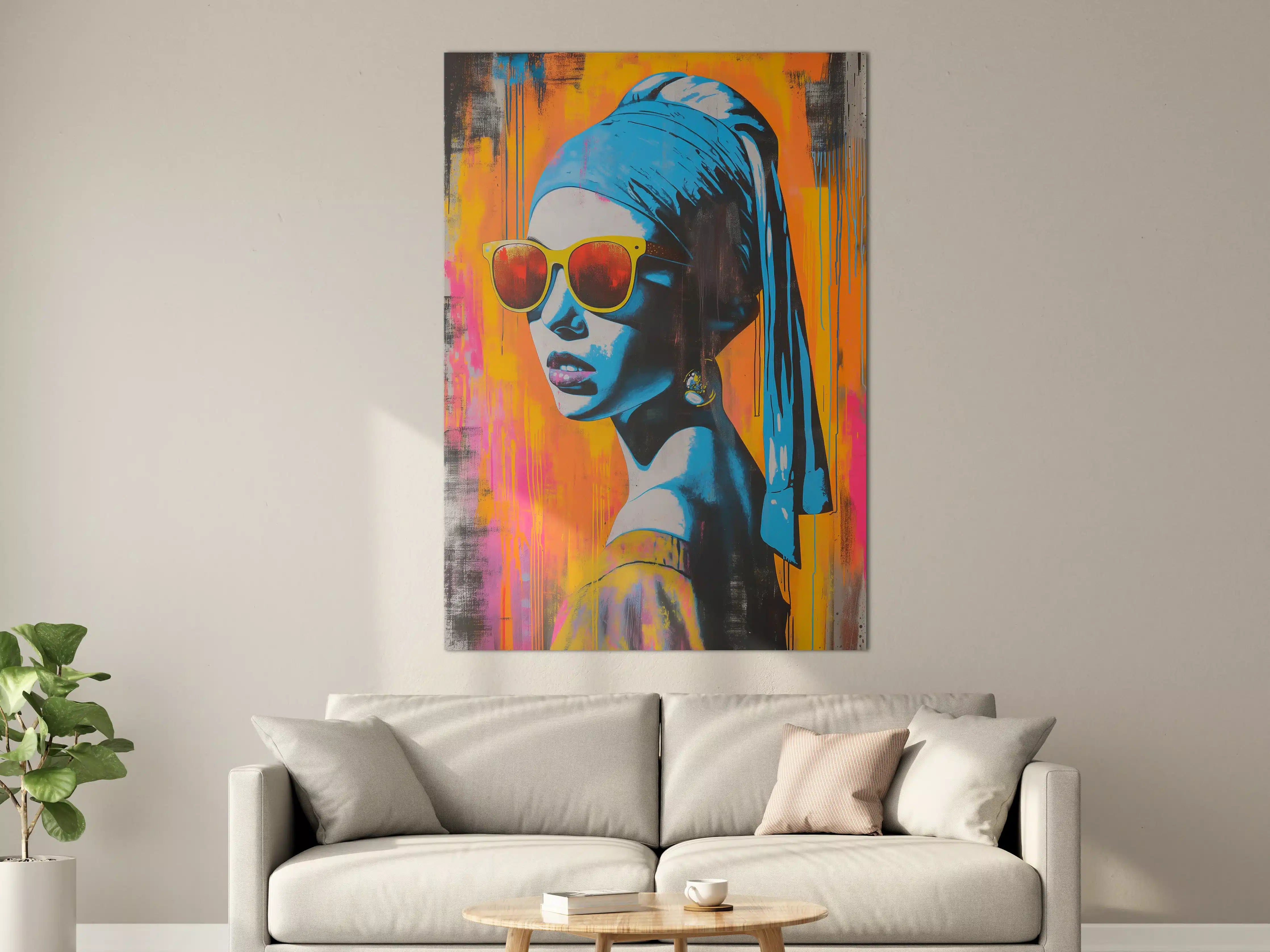 Große Wandbilder - Bunte Street Art Portrait mit Sonnenbrille