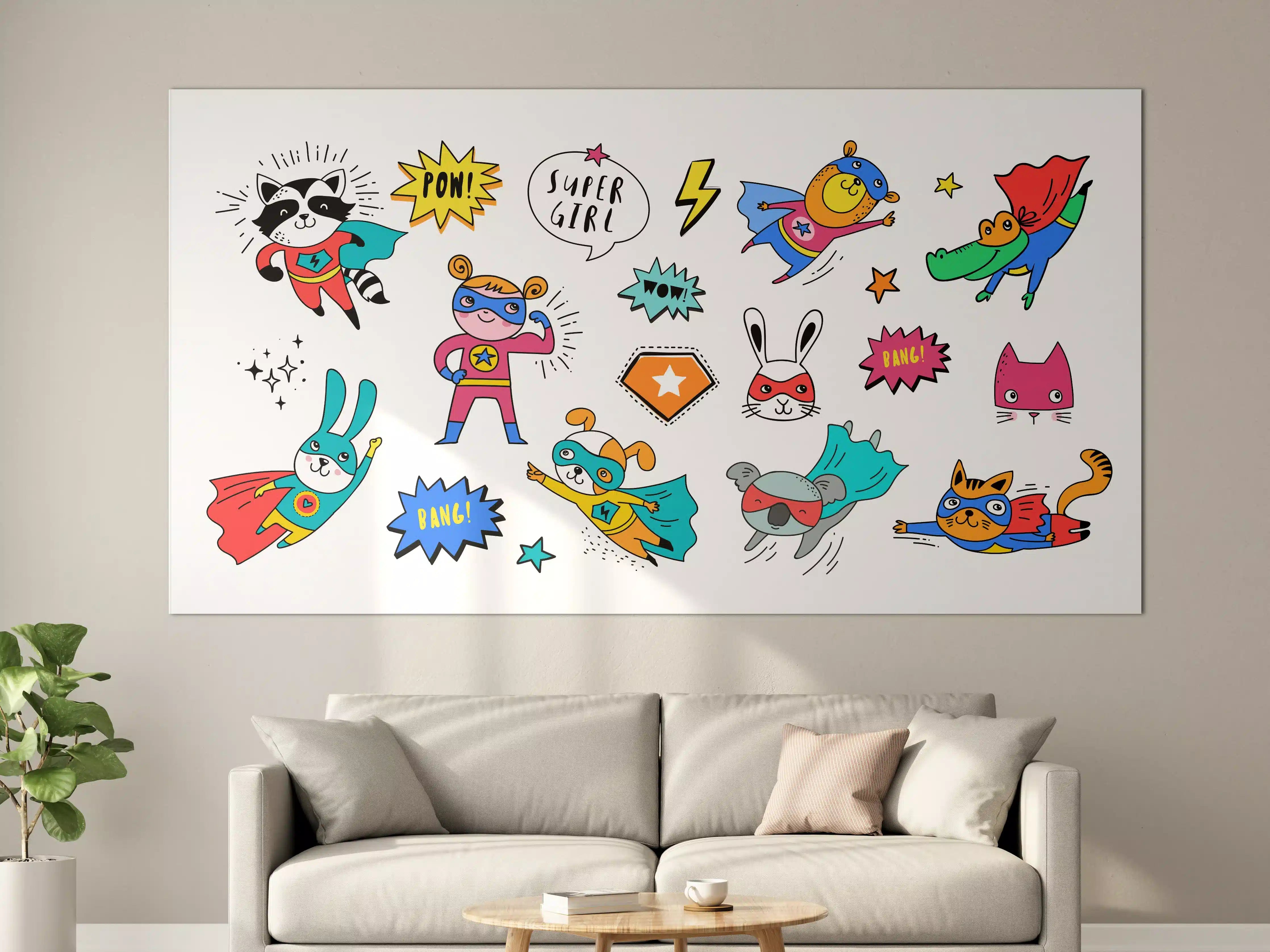 Große Wandbilder - Bunte Superhelden Tierillustration