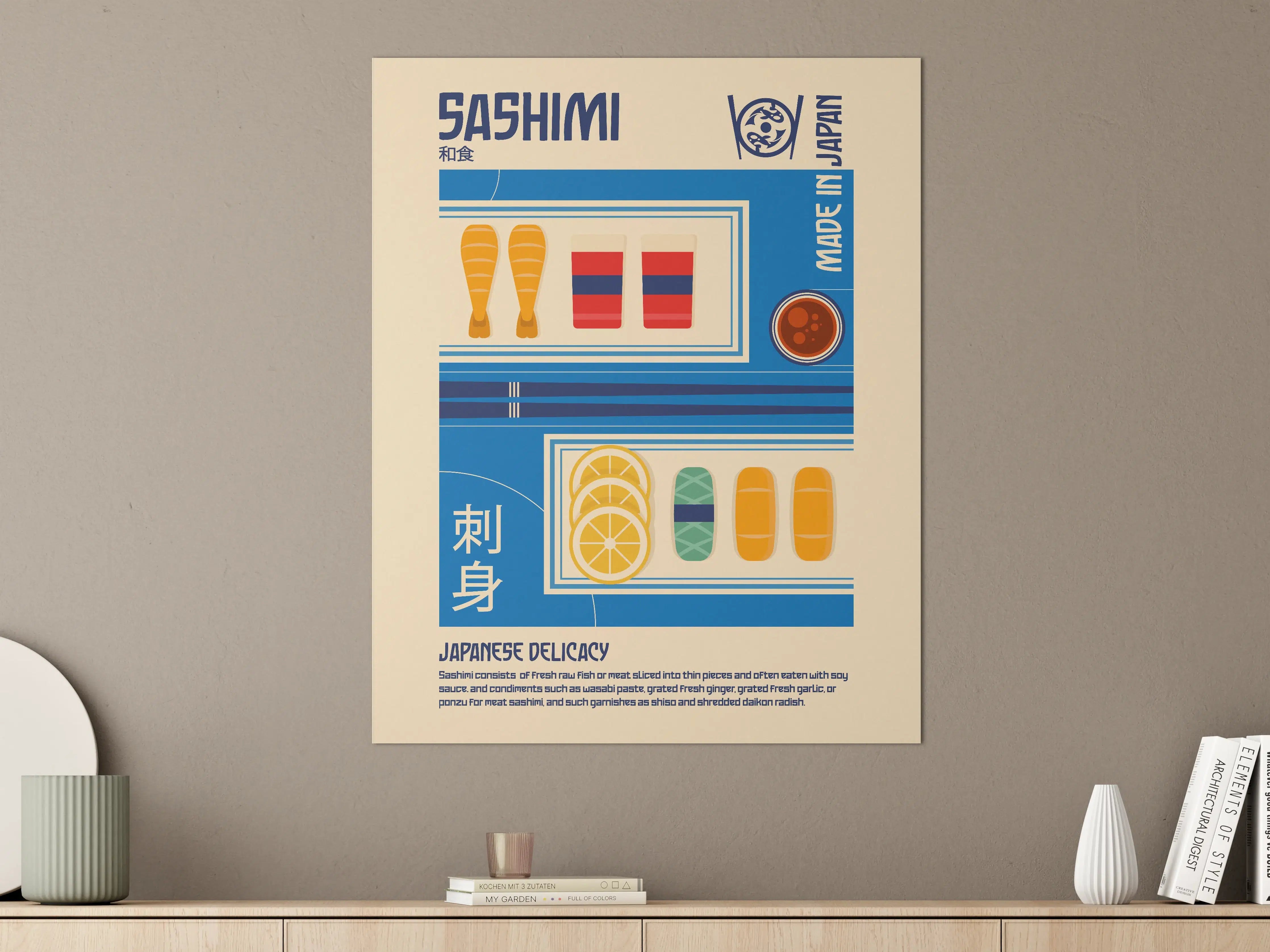 Große Wandbilder - Bunte Sushi- und Sashimi-Illustration