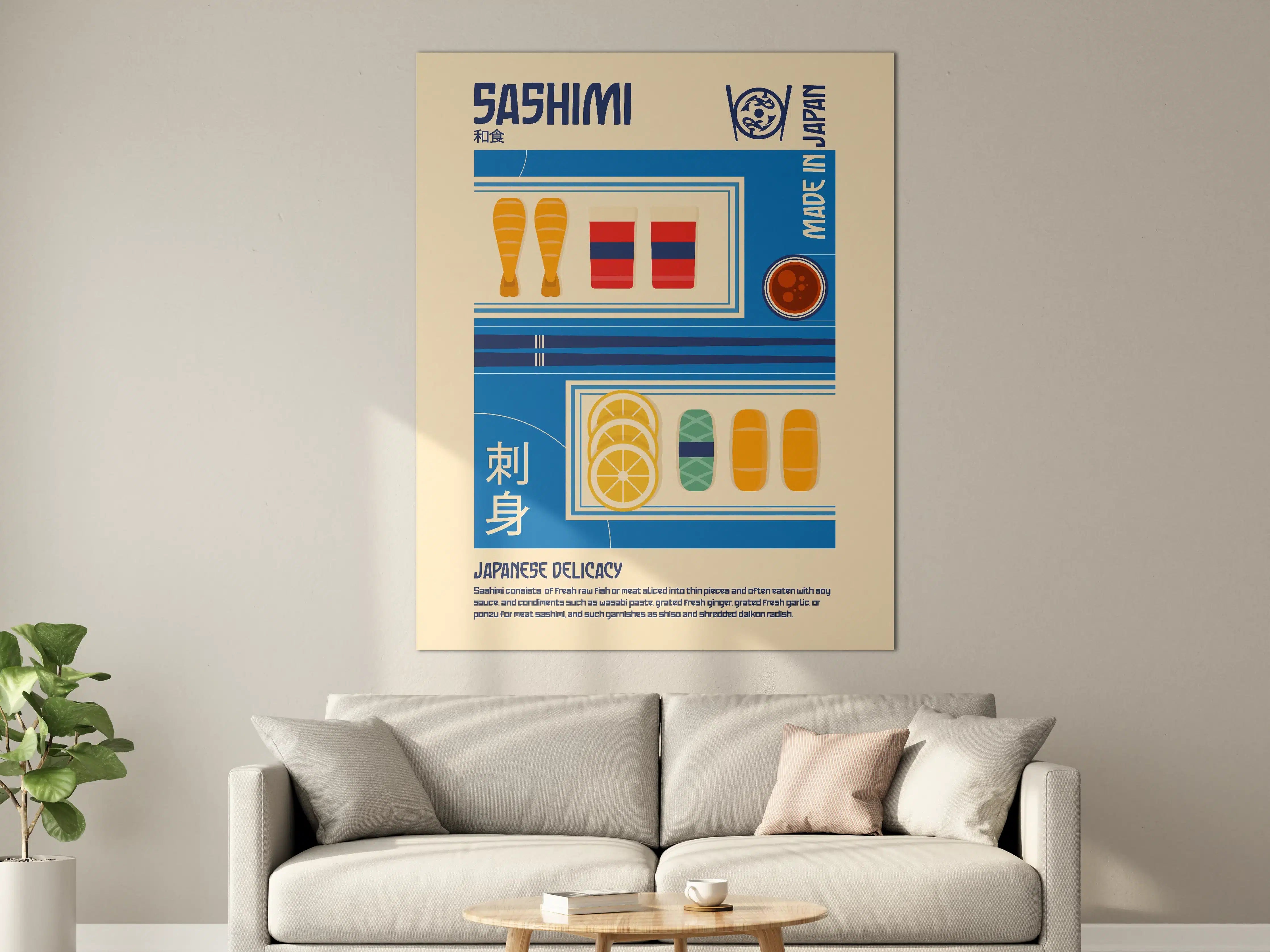Große Wandbilder - Bunte Sushi- und Sashimi-Illustration