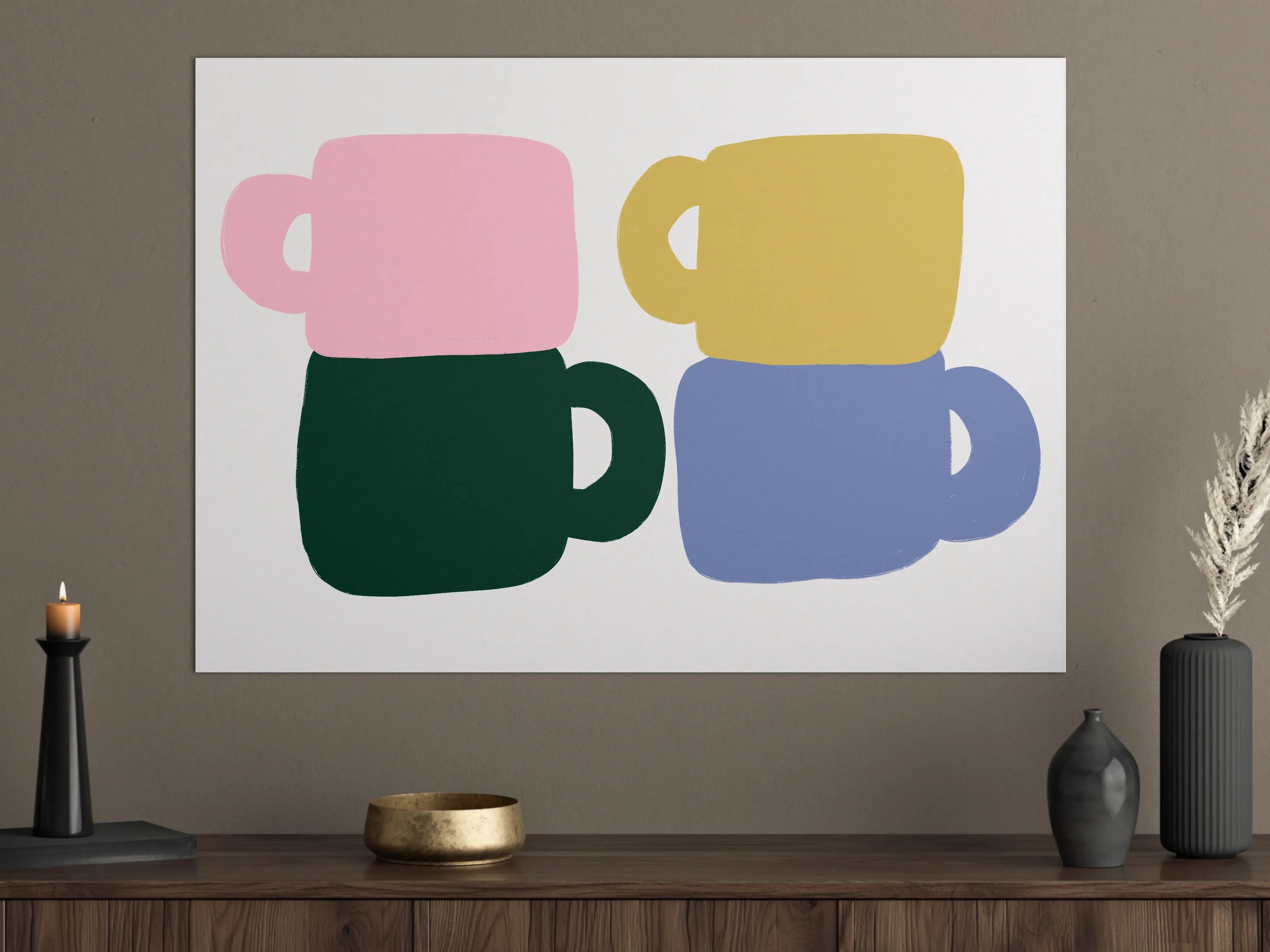 Große Wandbilder - Bunte Tassen Kunst