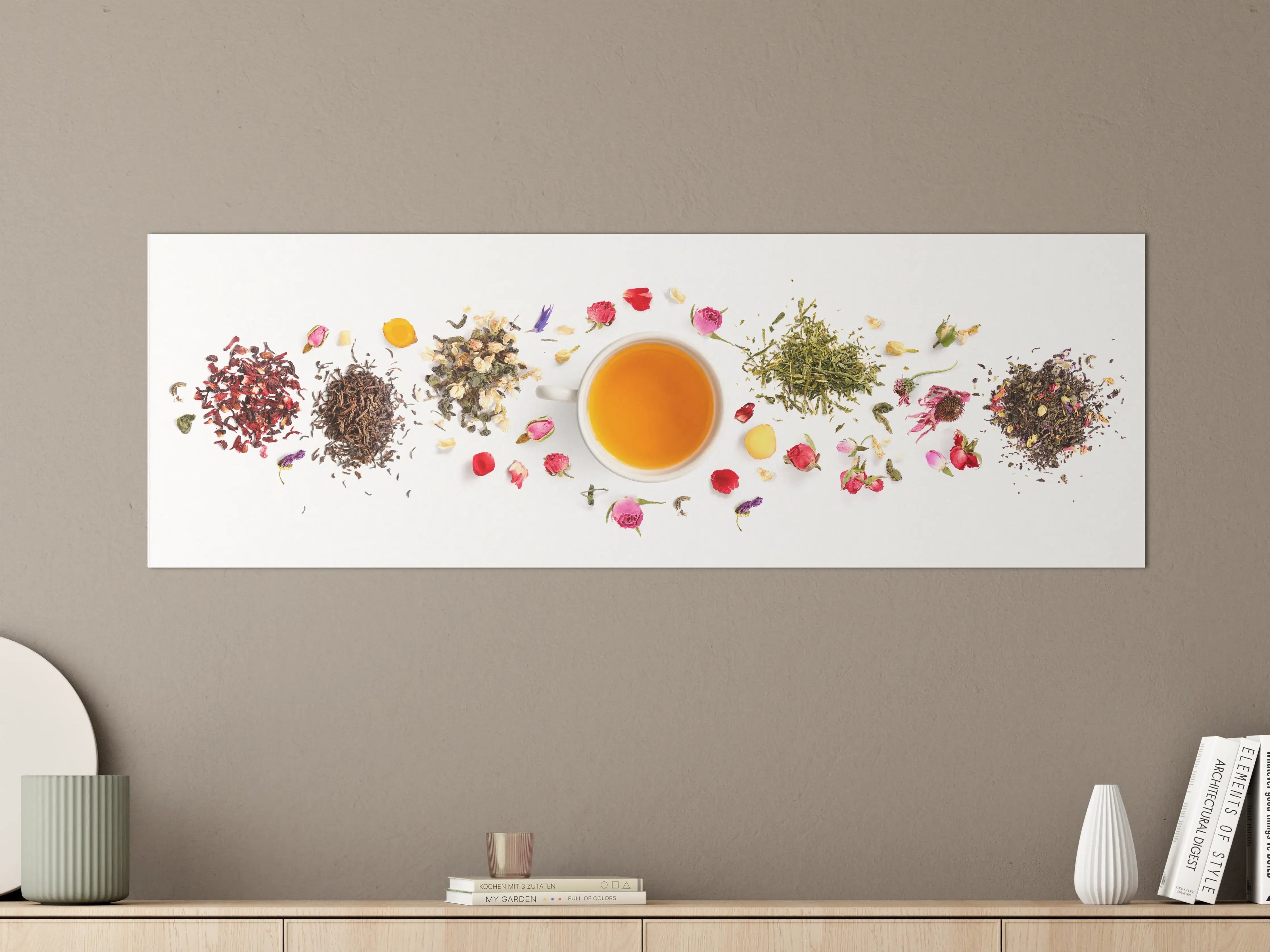 Große Wandbilder - Bunte Teevielfalt & Blütenpracht