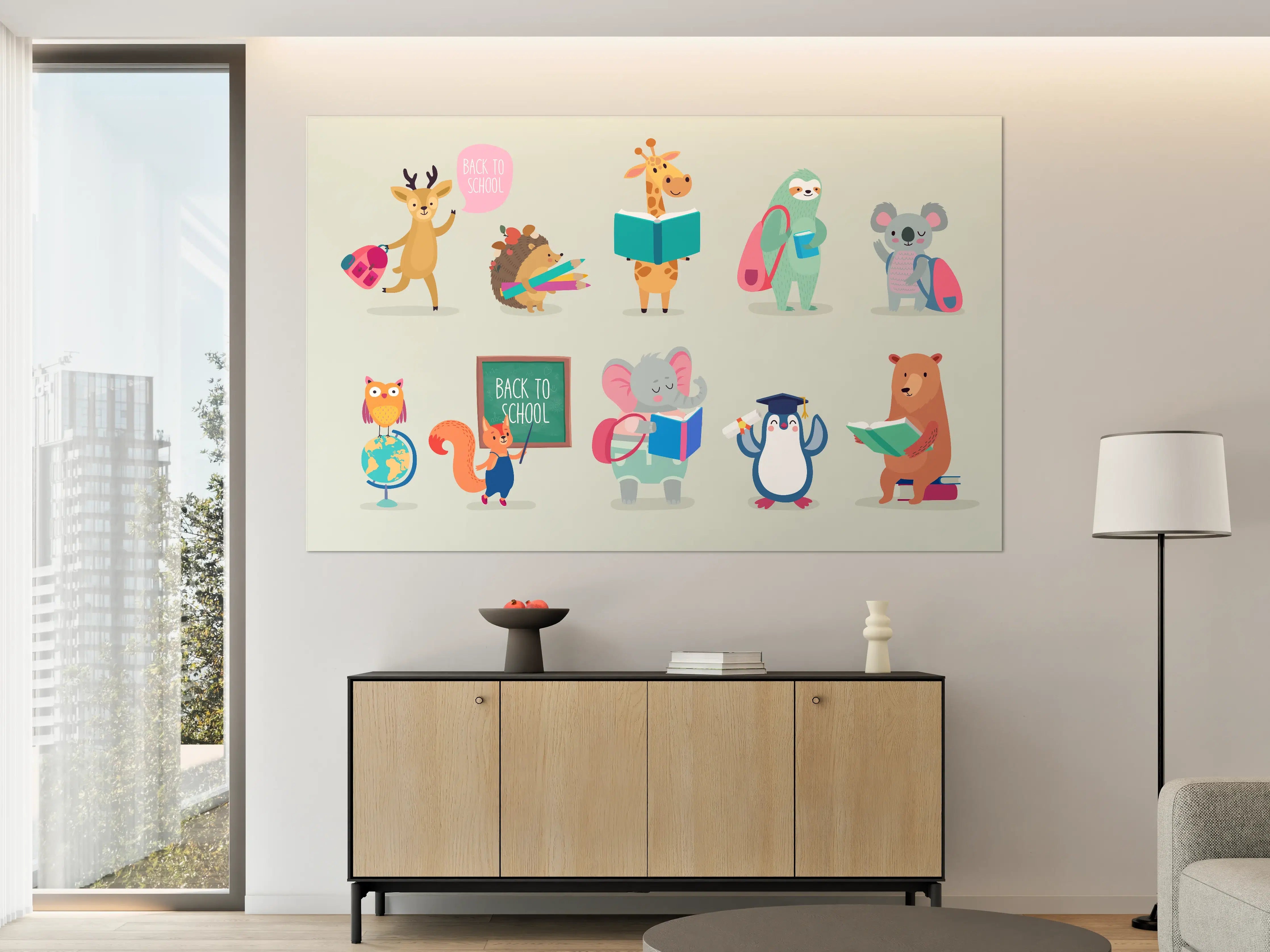 Große Wandbilder - Bunte Tiere Schulanfang Illustration