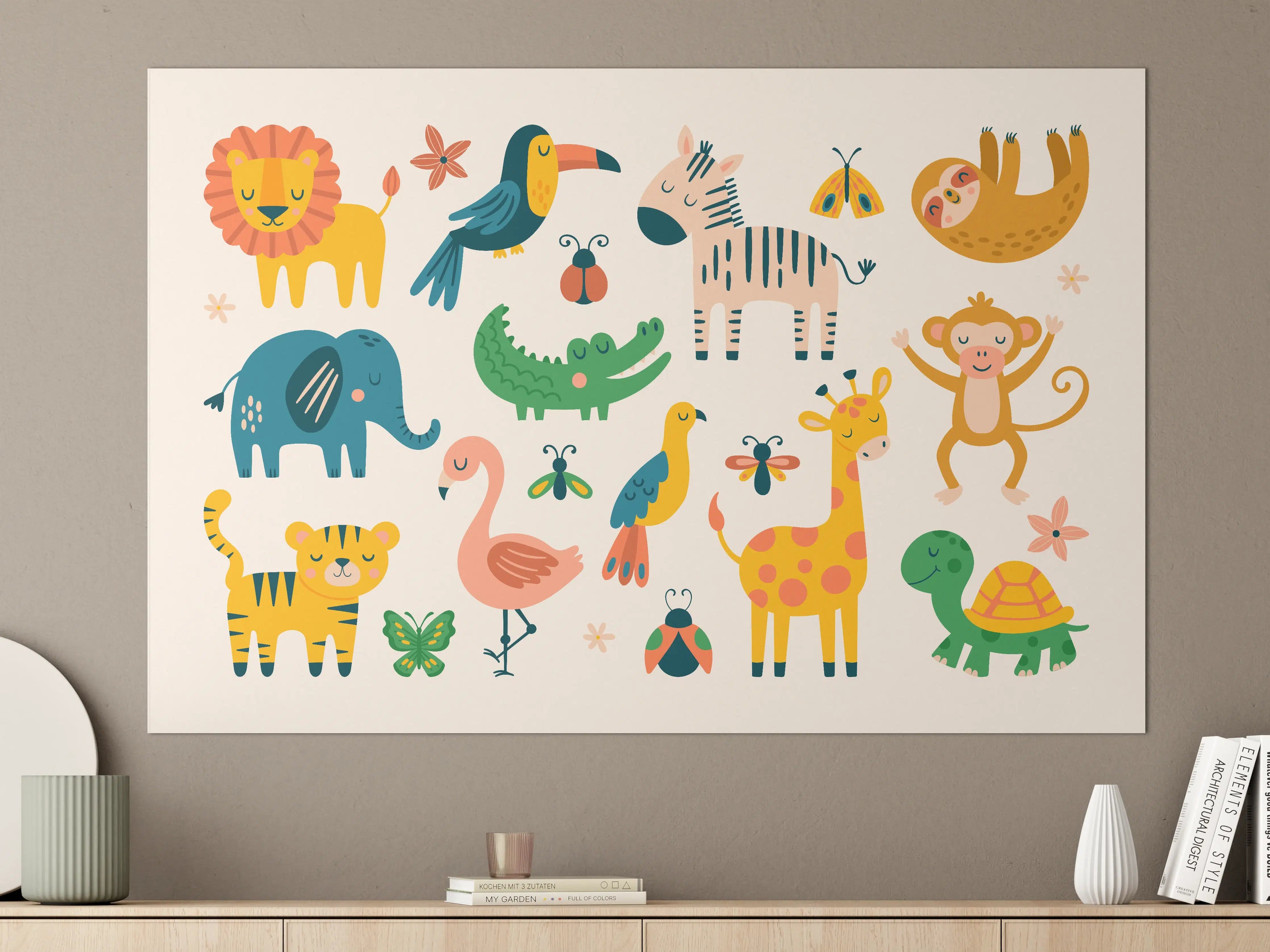 Große Wandbilder - Bunte Tierfiguren Illustration