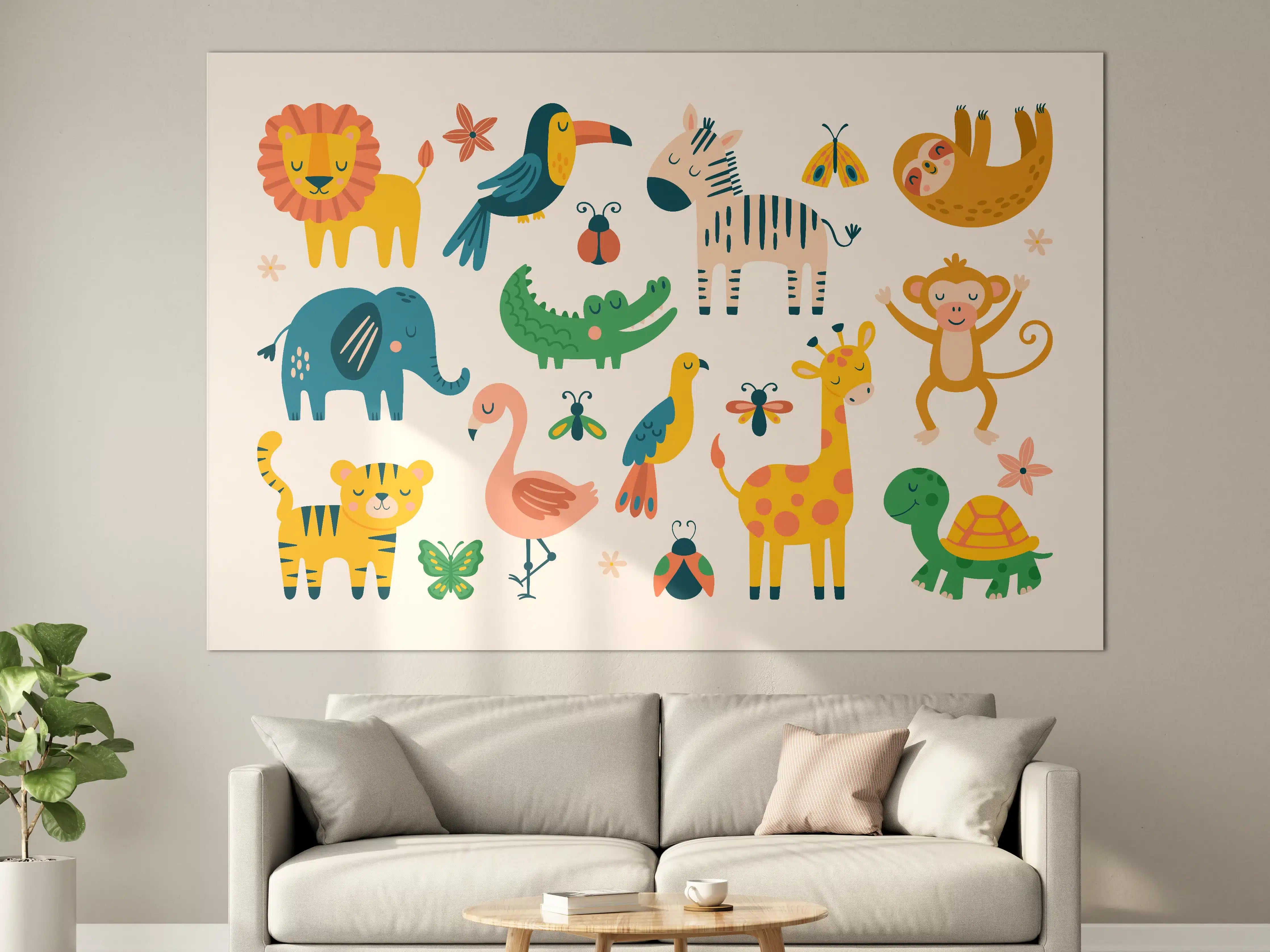 Große Wandbilder - Bunte Tierfiguren Illustration