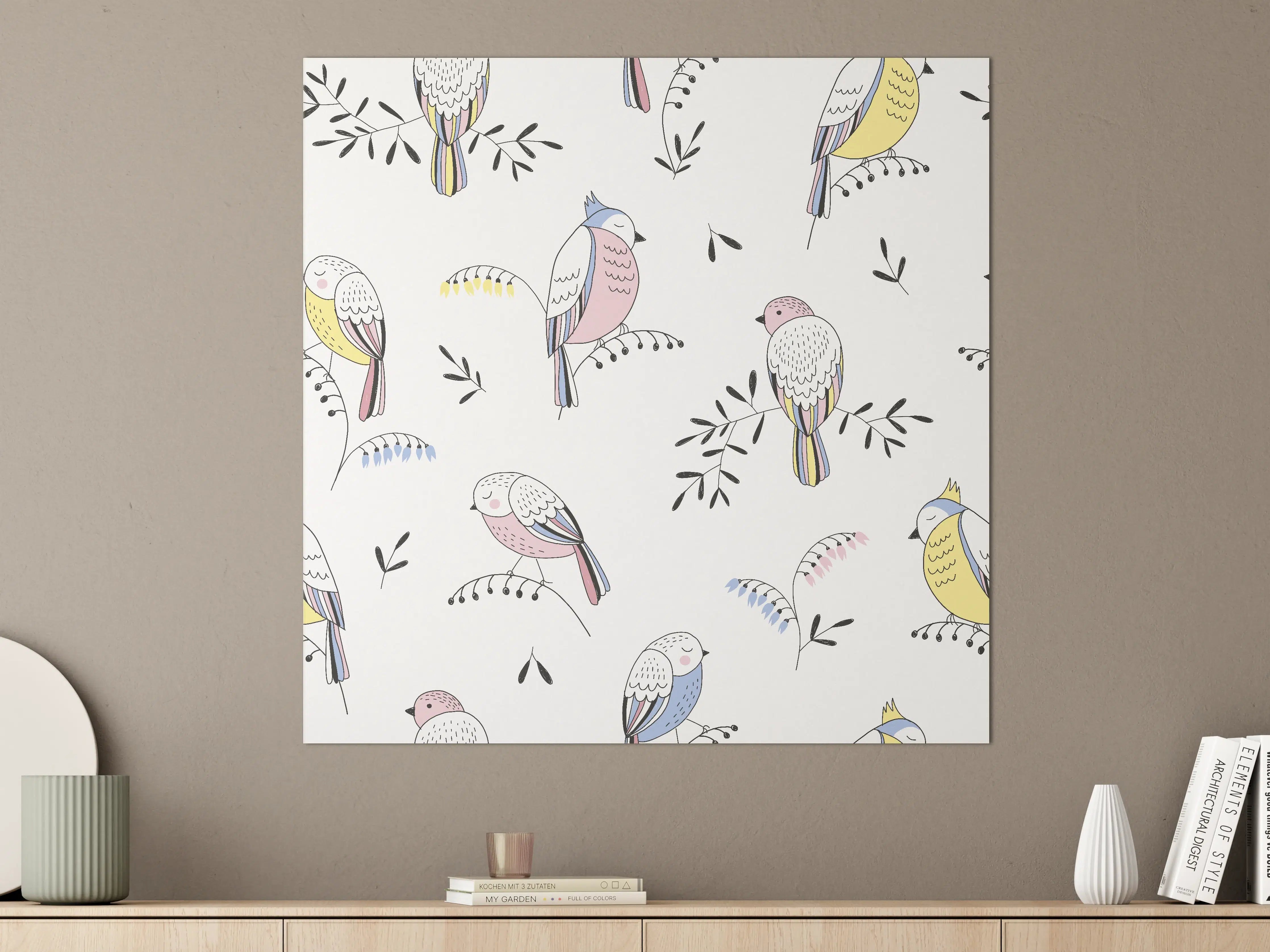 Große Wandbilder - Bunte Vogel-Muster Illustration
