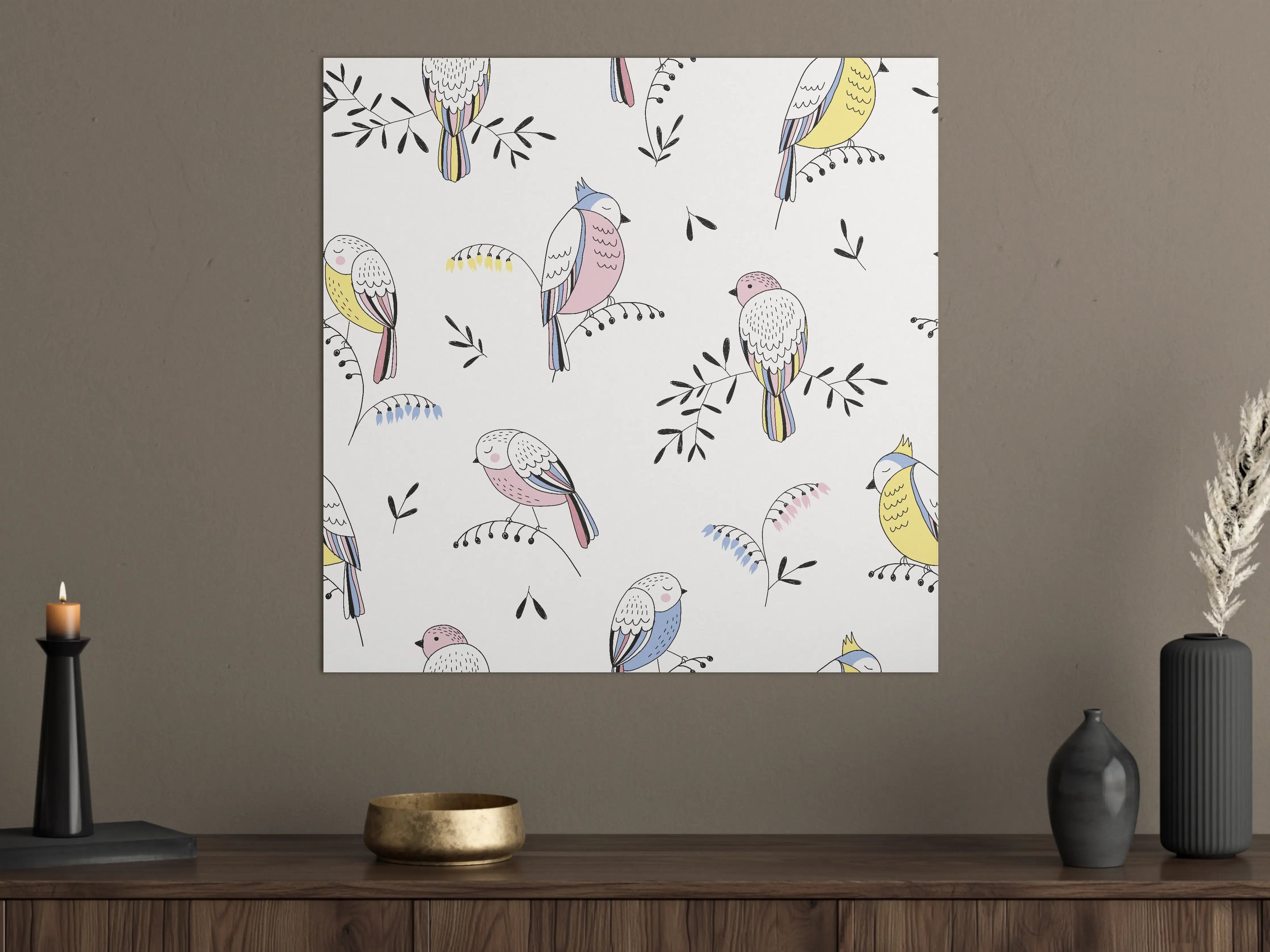 Große Wandbilder - Bunte Vogel-Muster Illustration