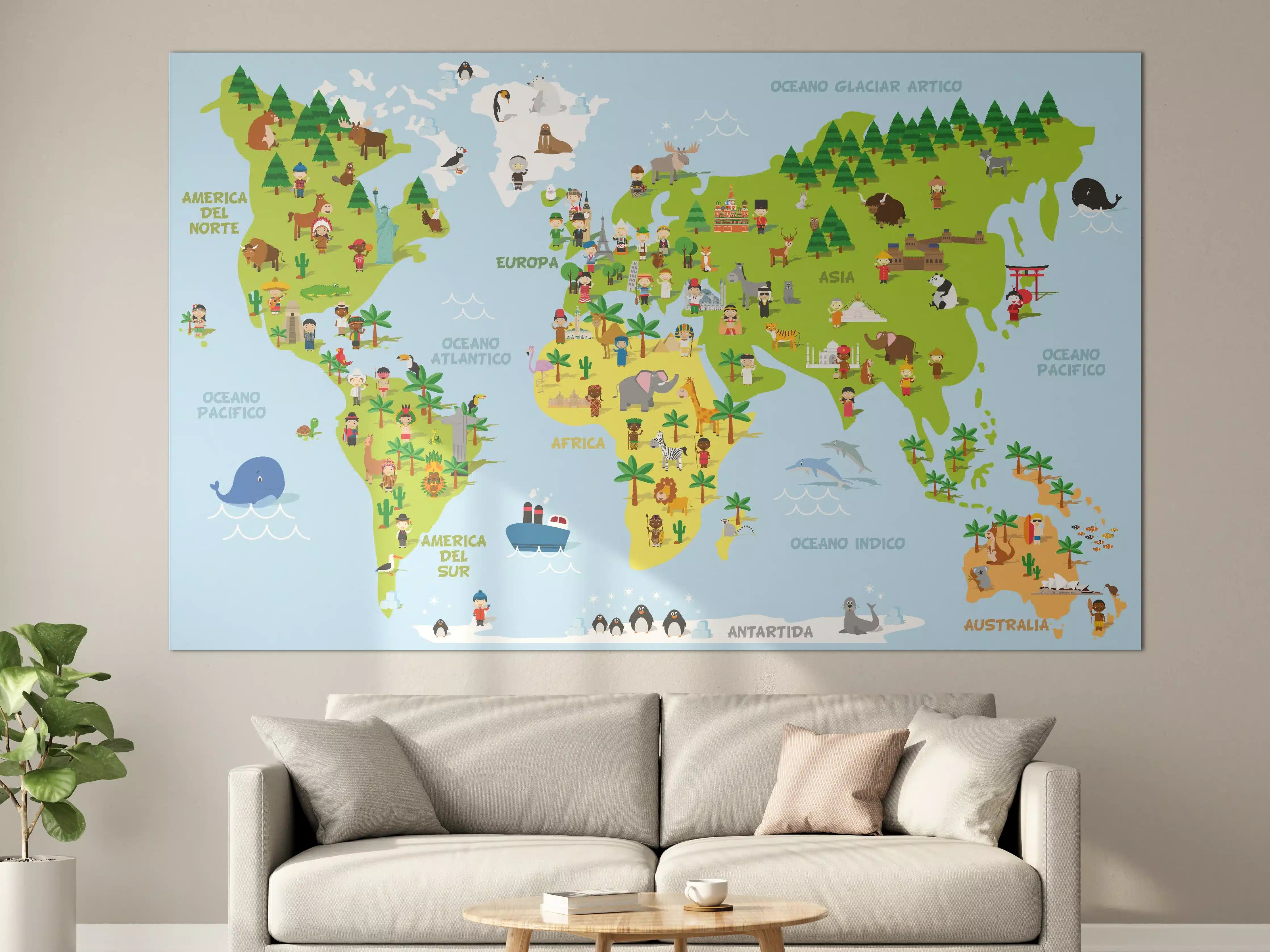 Große Wandbilder - Bunte Weltkarte Illustration