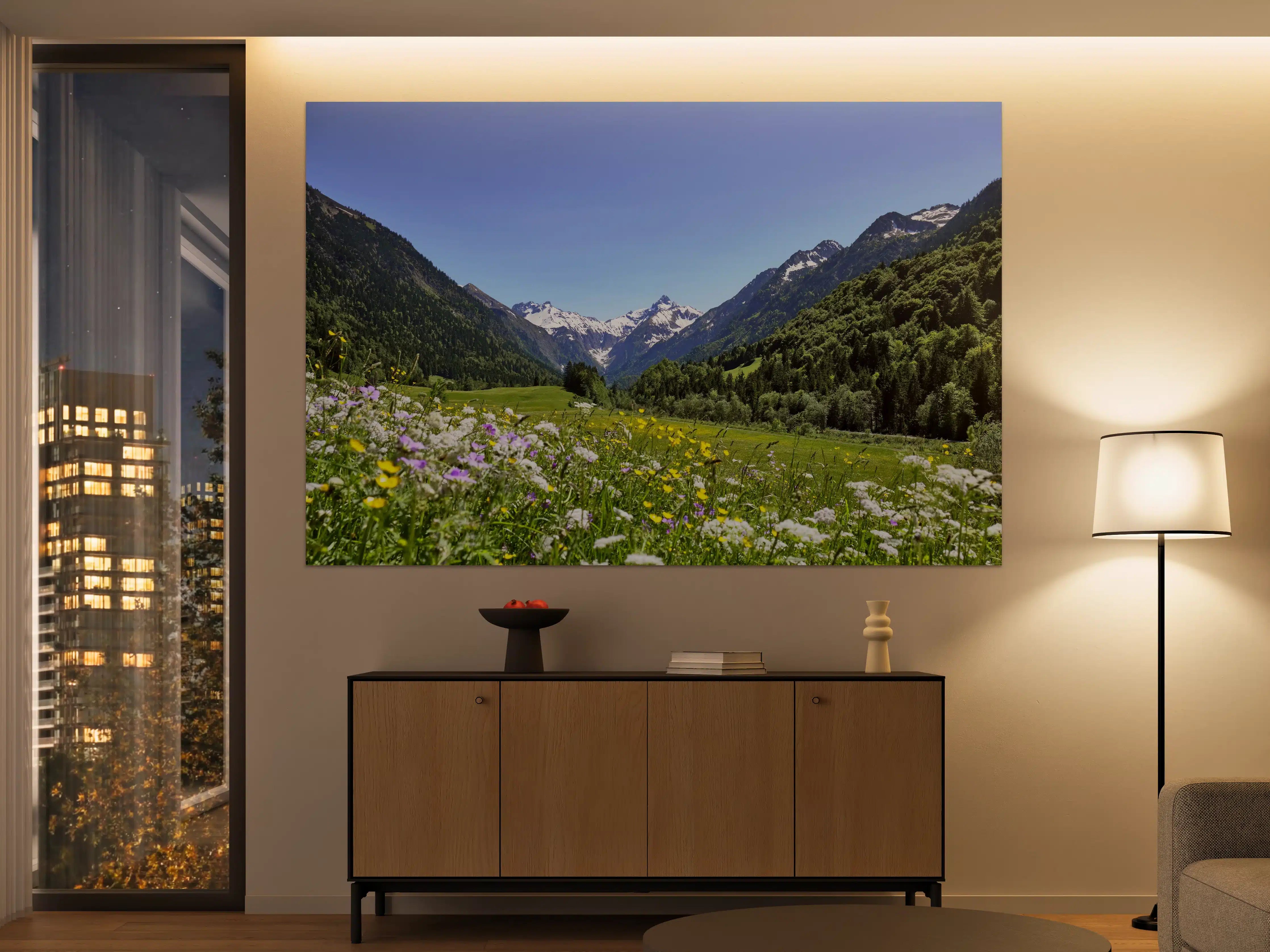 Große Wandbilder - Bunte Wiese in den Alpen