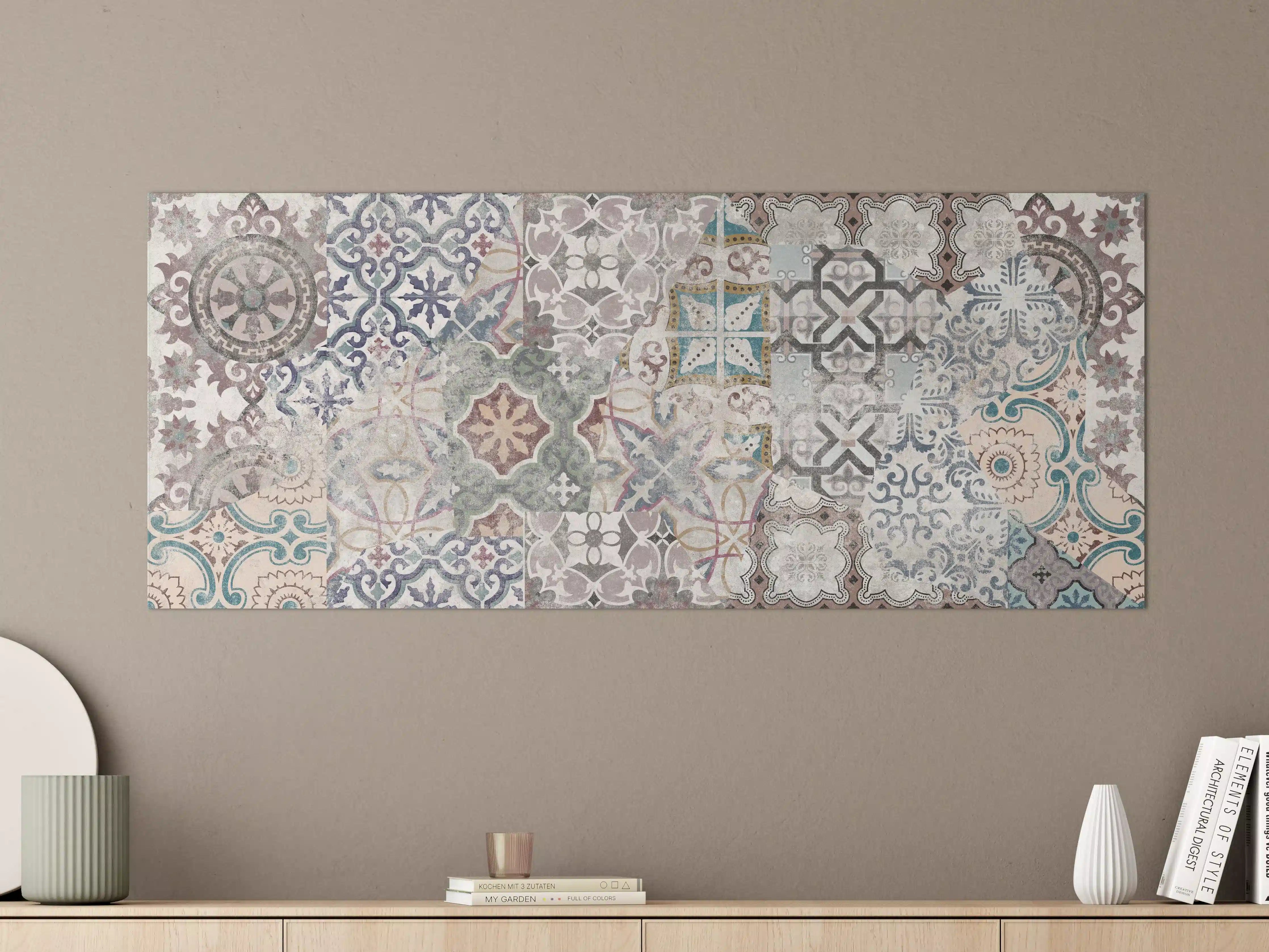 Große Wandbilder - Bunte alte Retro-Wand Fliesen