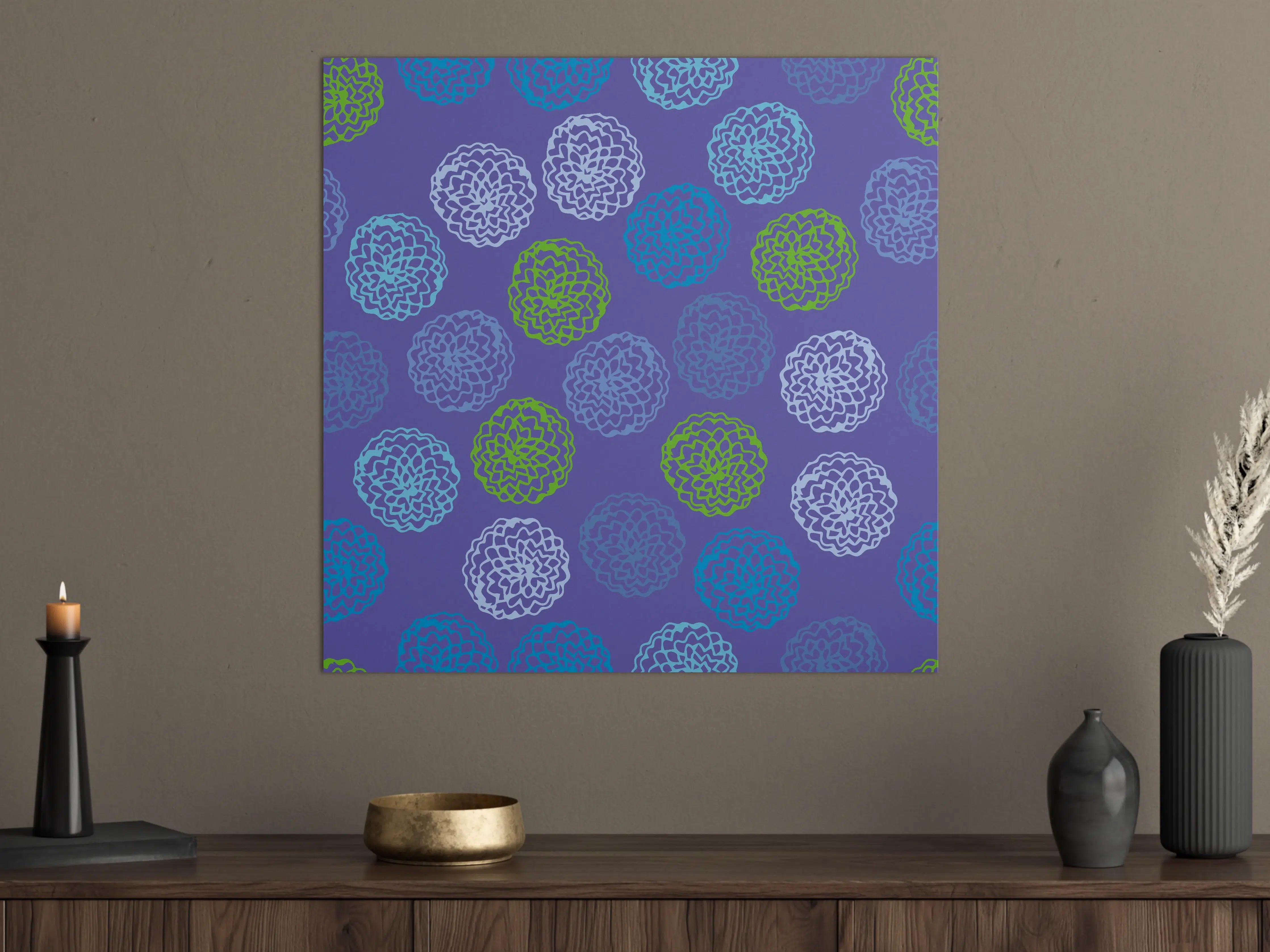 Große Wandbilder - Bunte florale Muster in Lila, Blau und Grün