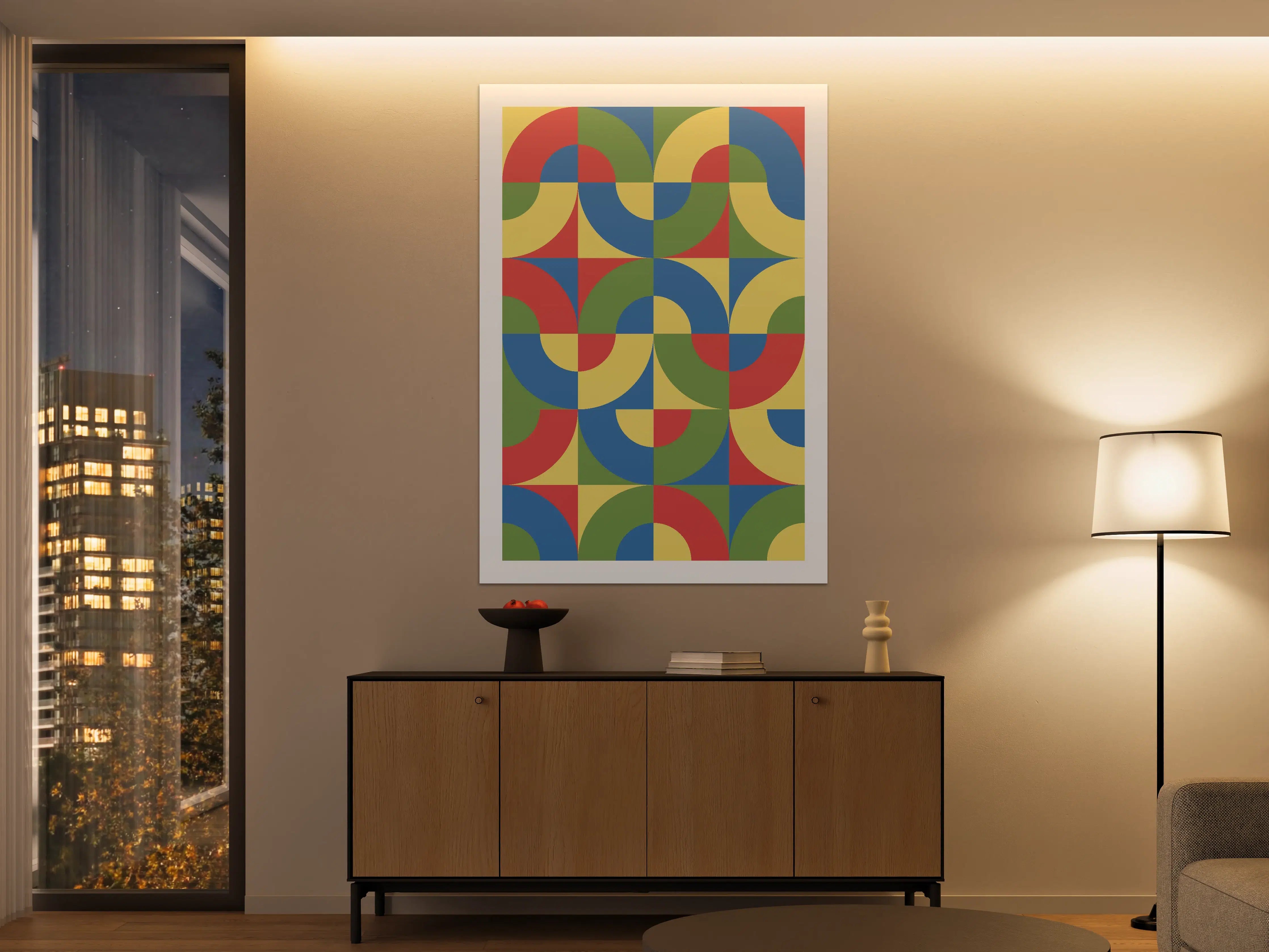 Große Wandbilder - Bunte geometrische Muster in Primärfarben