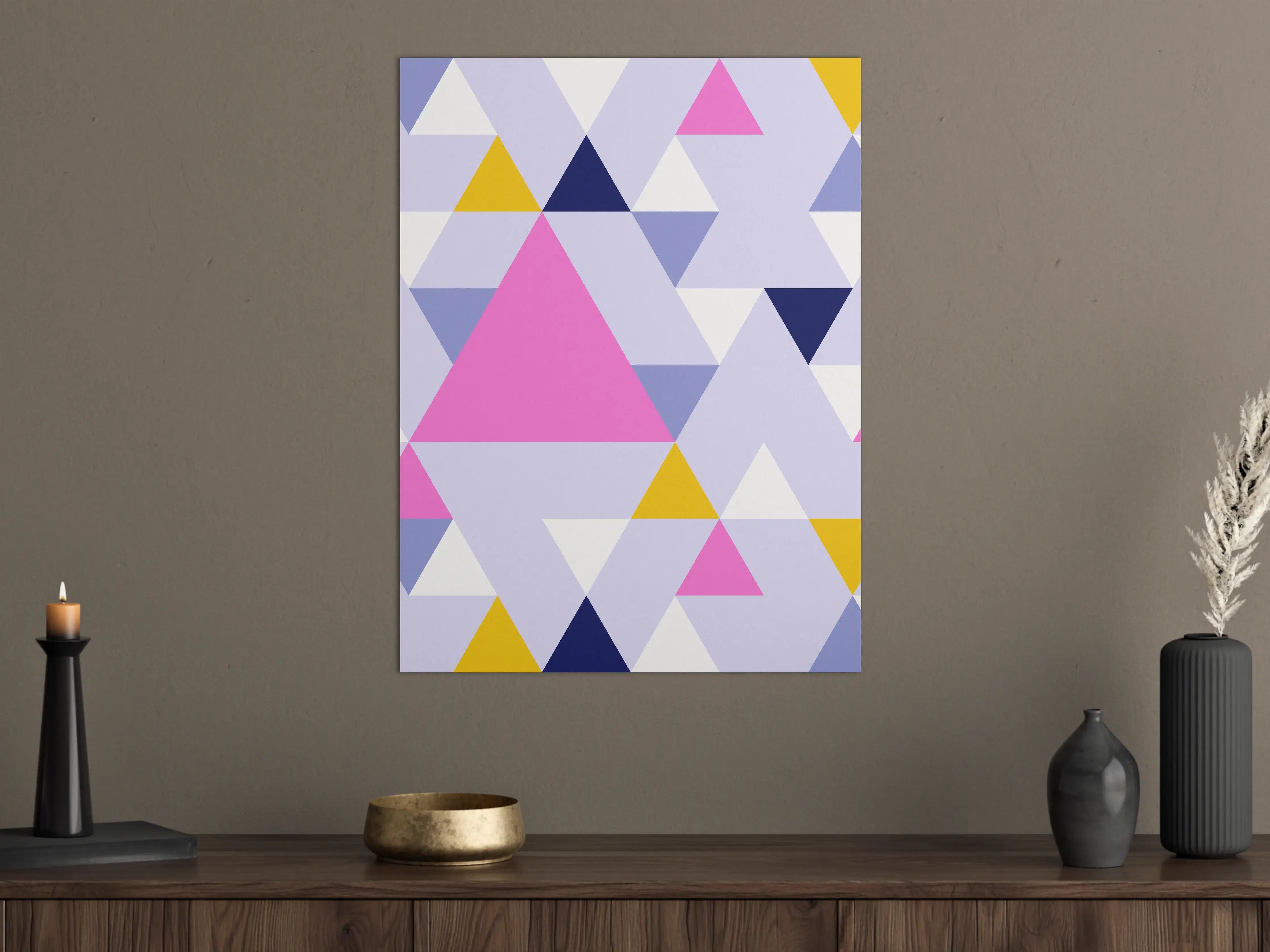 Große Wandbilder - Bunte geometrische Muster mit Pink, Blau und Gelb