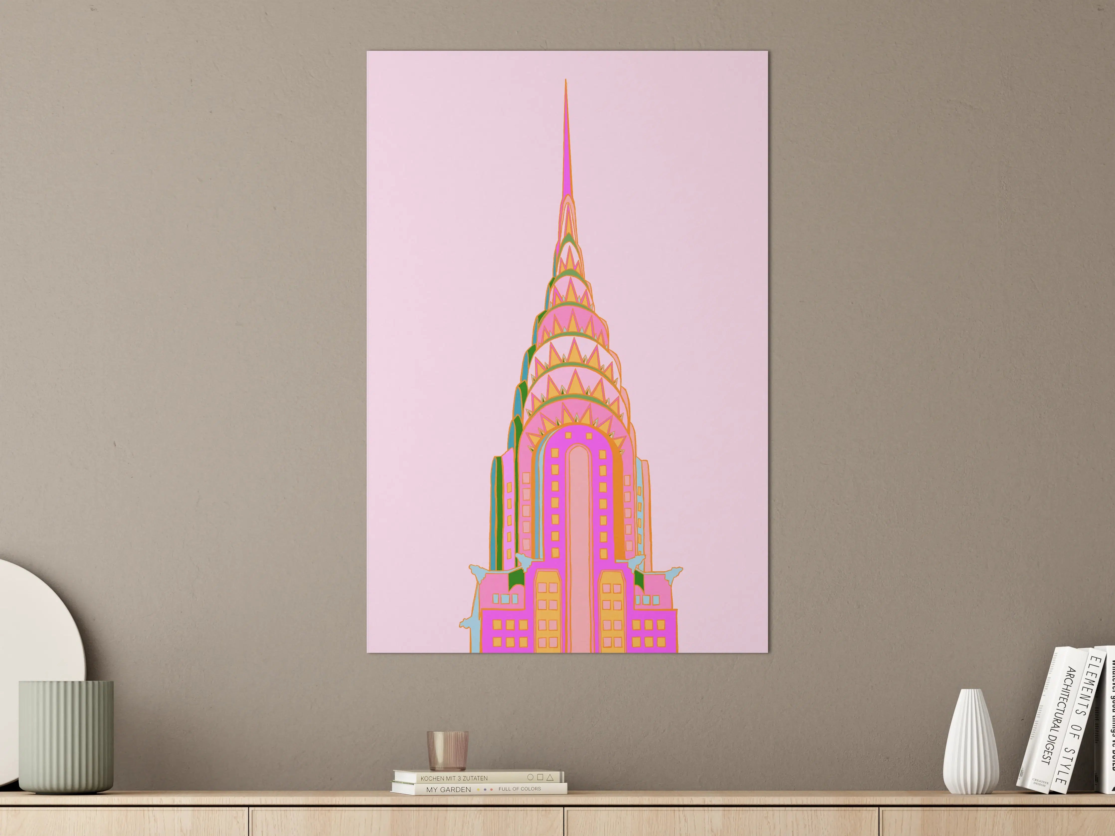 Große Wandbilder - Bunte, moderne Kunst mit pinken Akzenten