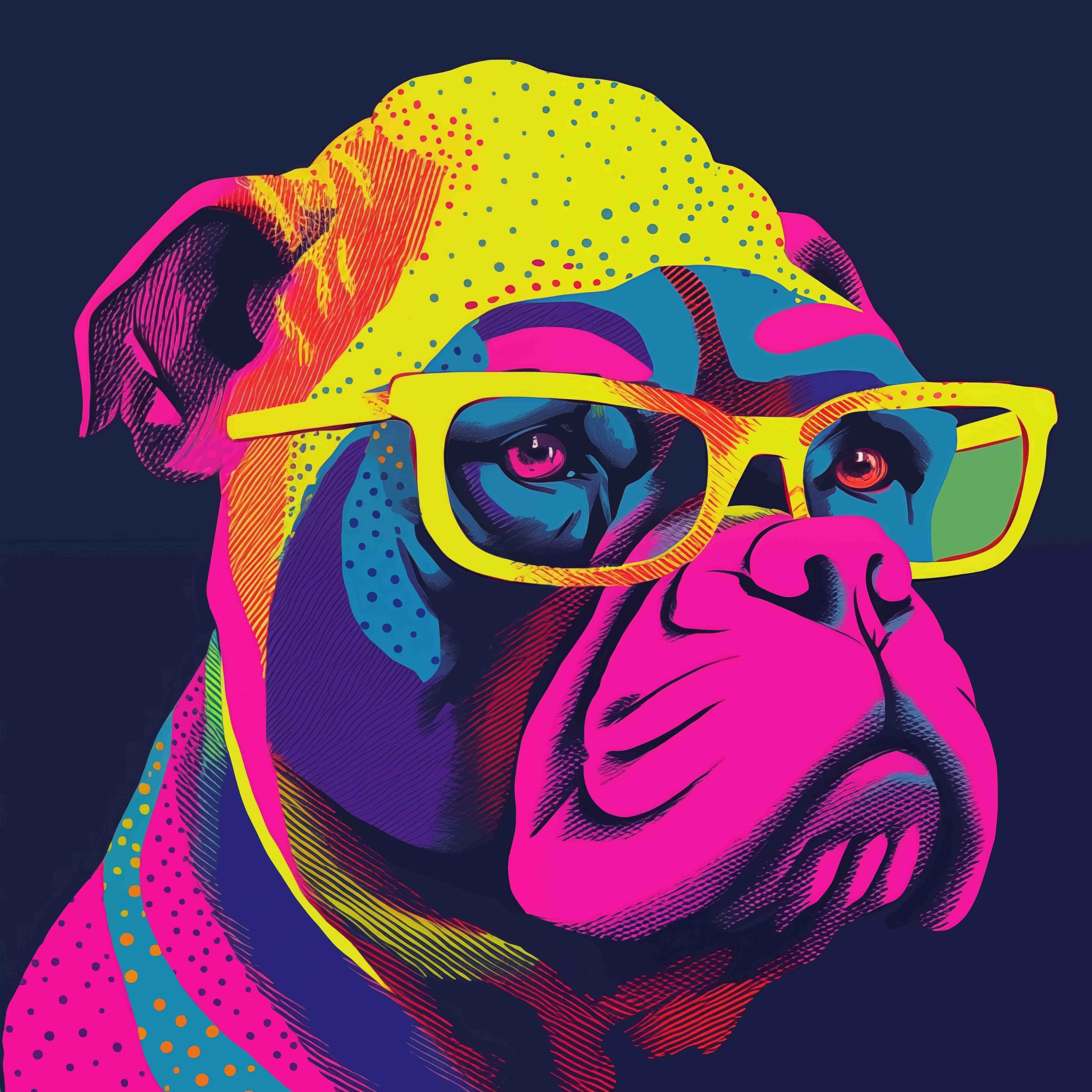 Große Wandbilder-Bunter Hund mit stylischer Brille