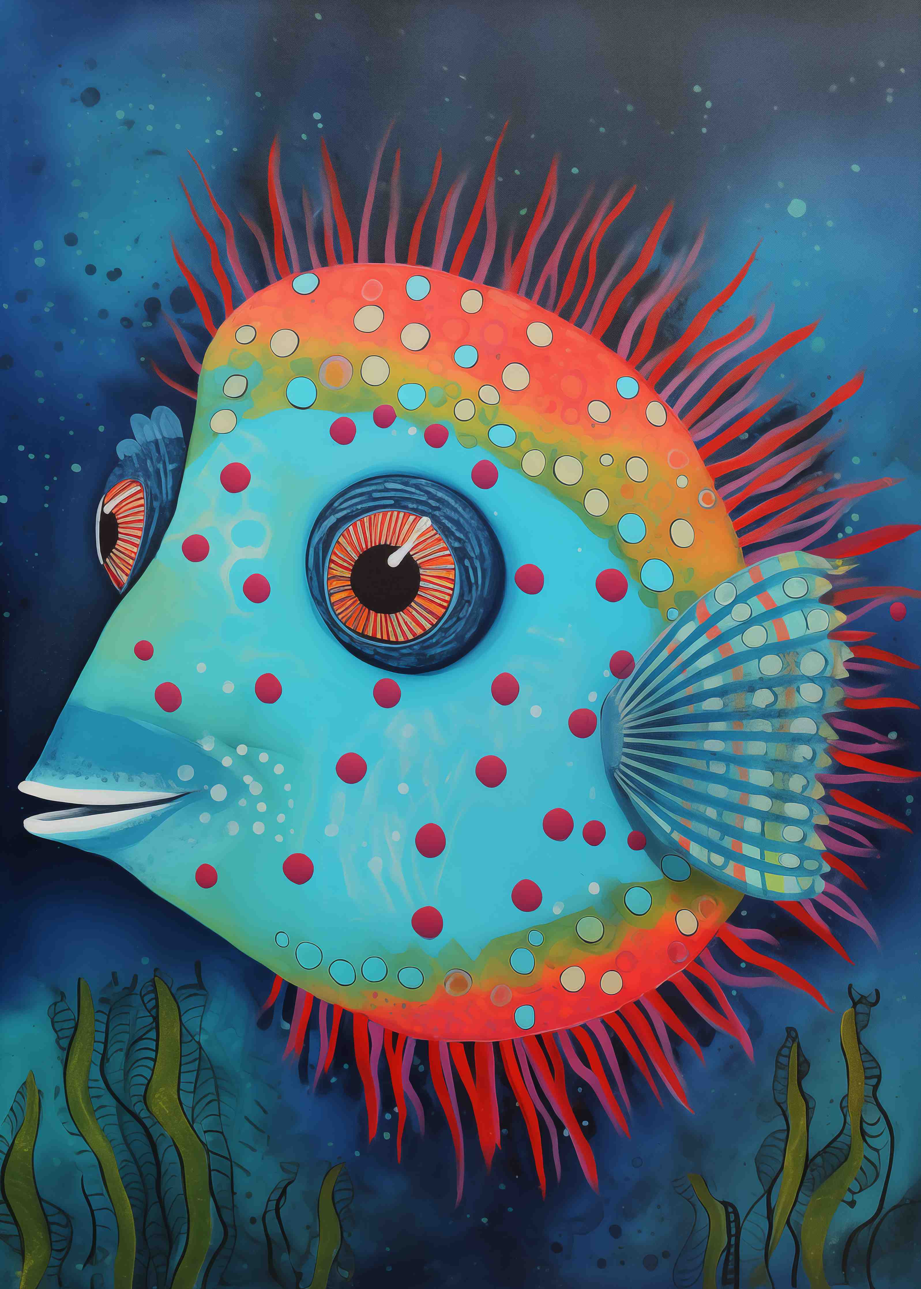 Große Wandbilder-Bunter Meeresbewohner mit leuchtenden Farben