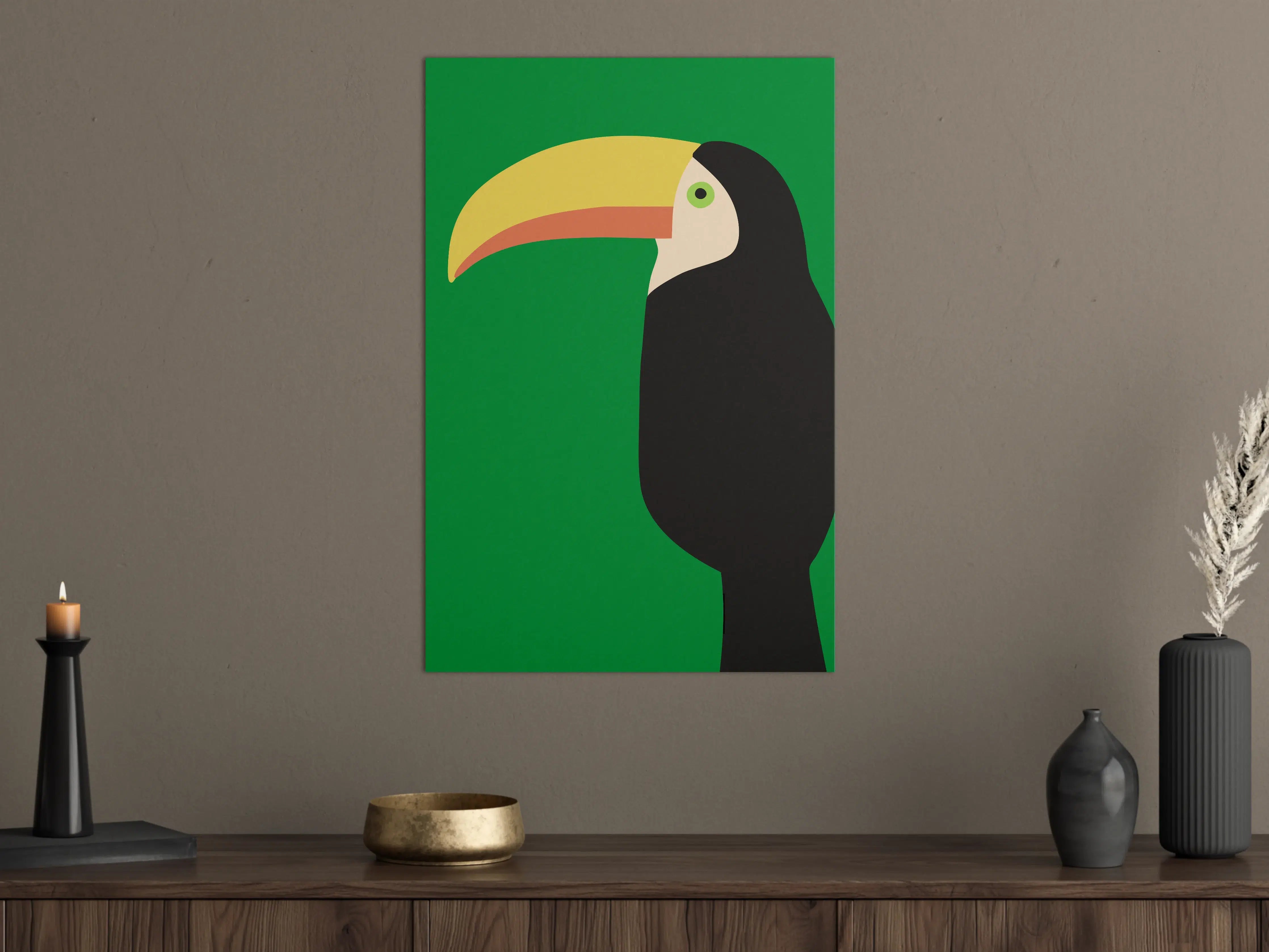 Große Wandbilder - Bunter Papagei vor grünem Hintergrund