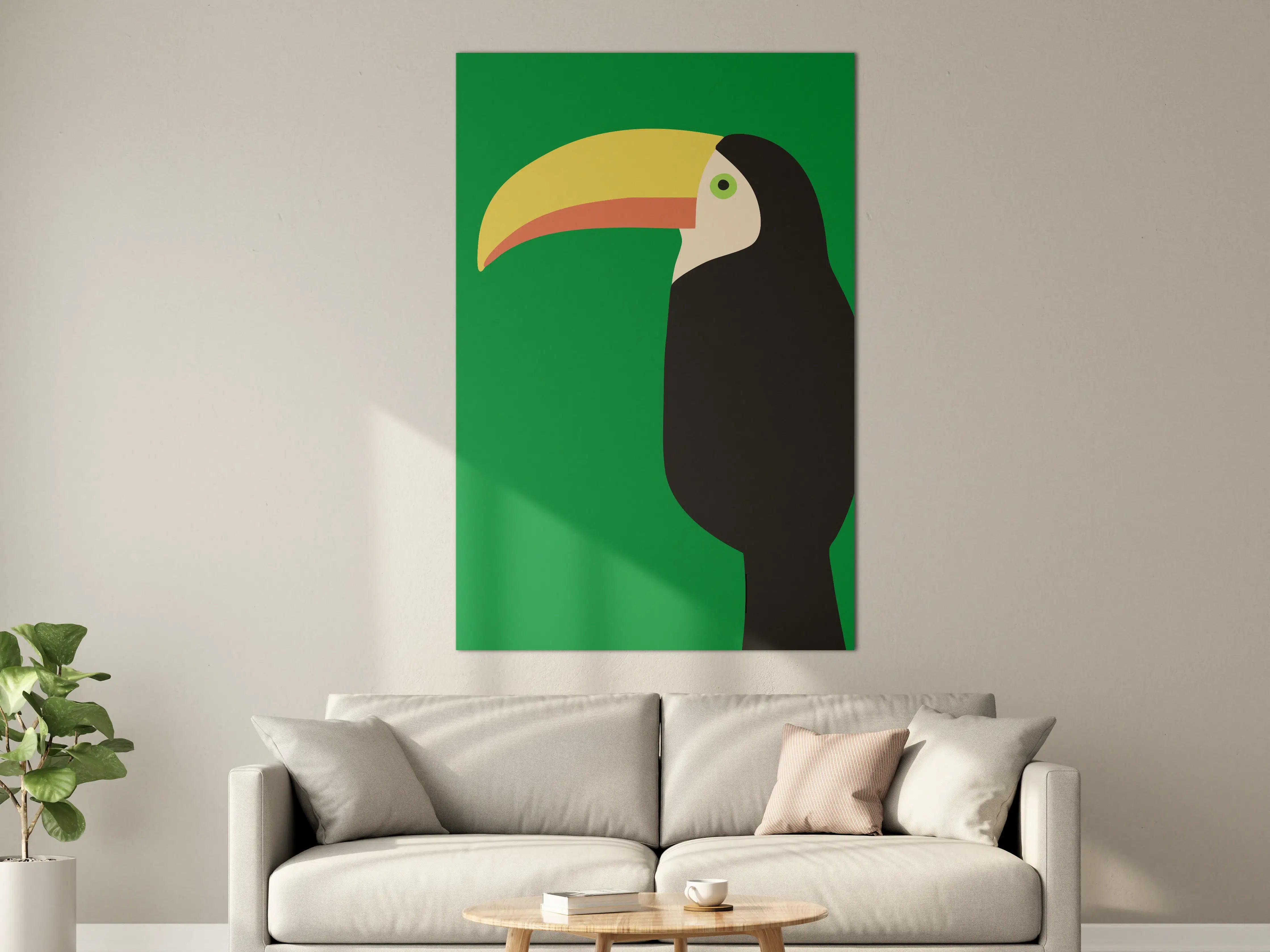 Große Wandbilder - Bunter Papagei vor grünem Hintergrund