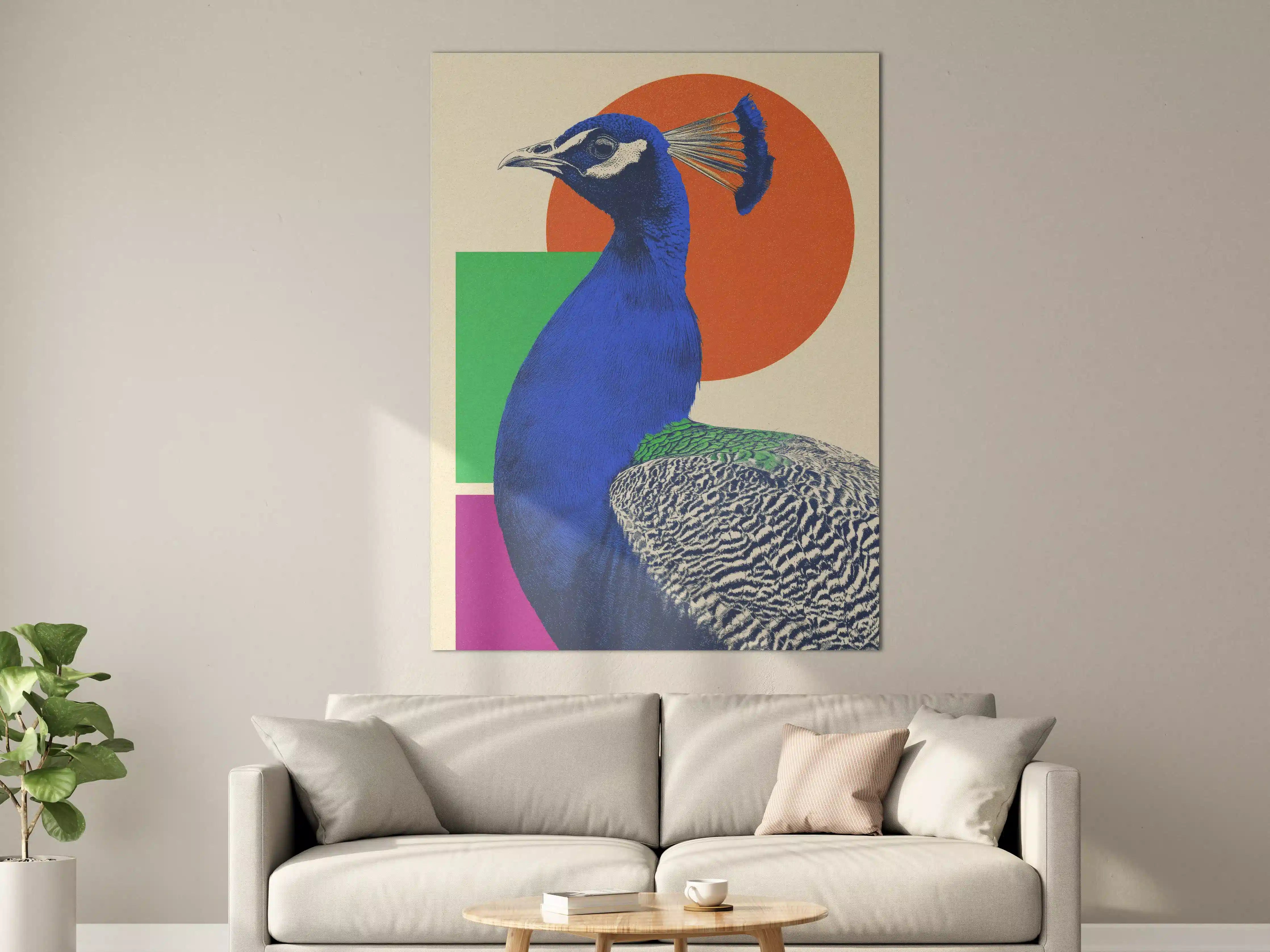 Große Wandbilder - Bunter Pfau in moderner Kunstoptik
