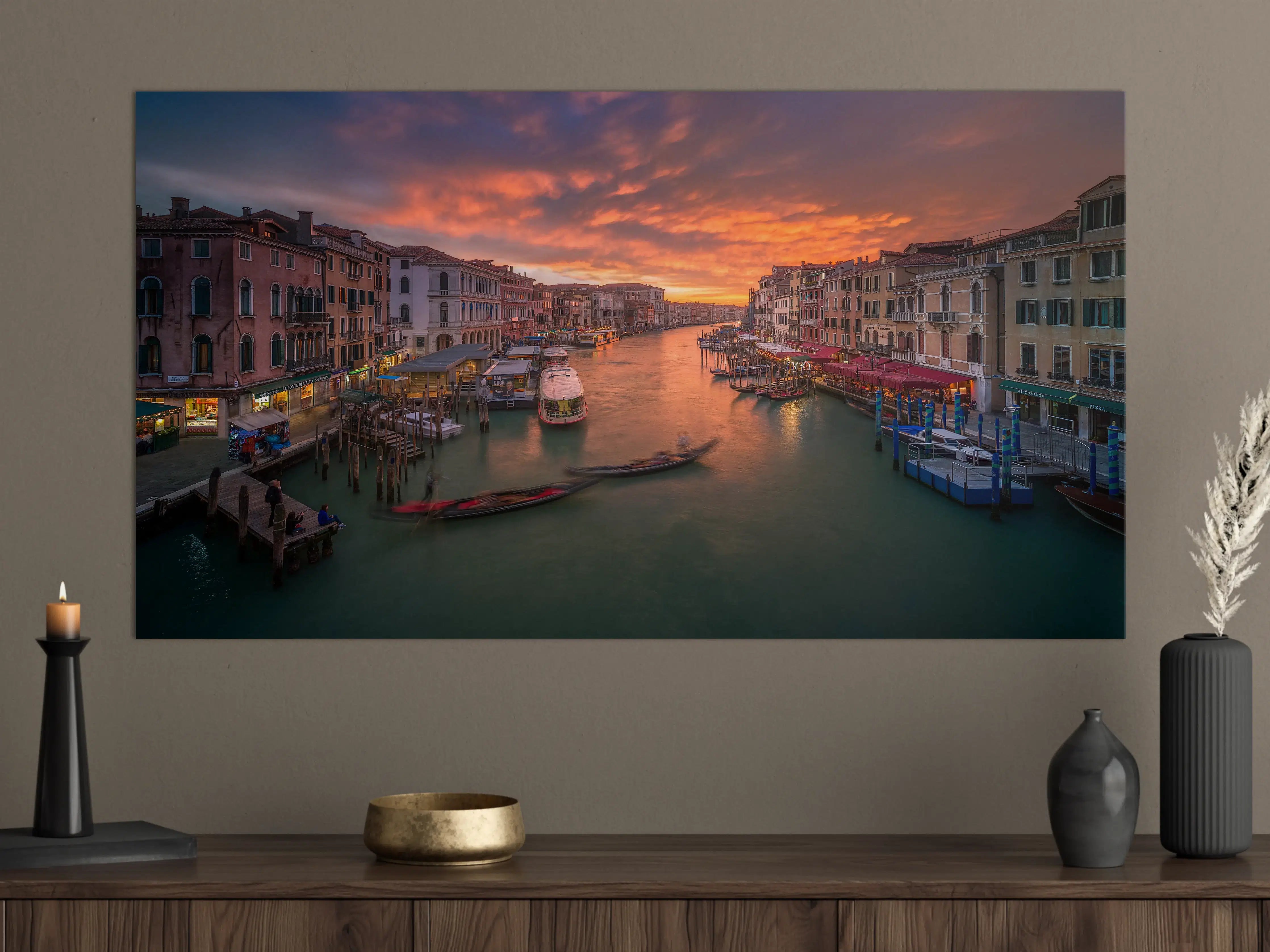 Große Wandbilder - Bunter Sonnenuntergang über Venezianischer Kanal