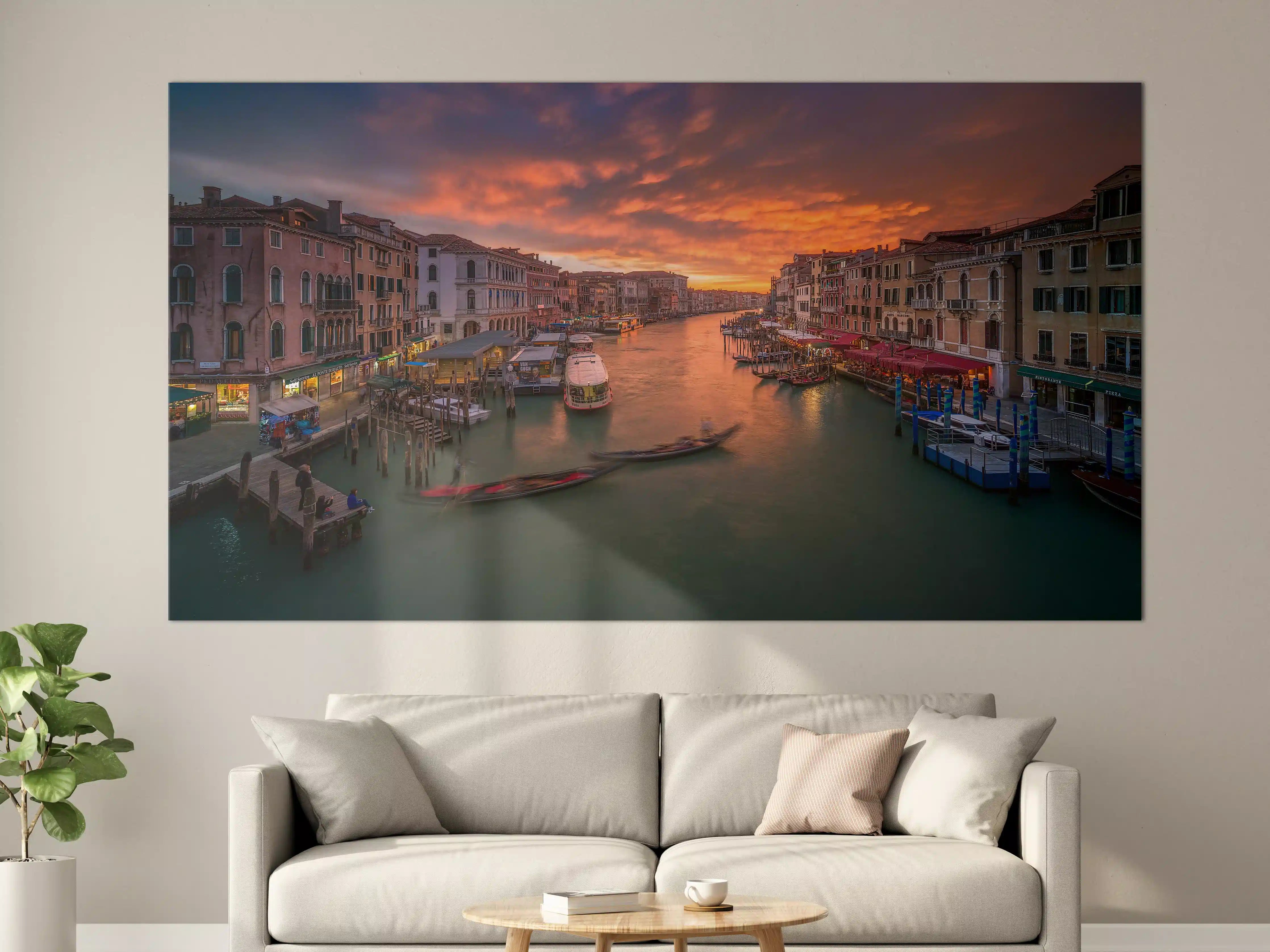 Große Wandbilder - Bunter Sonnenuntergang über Venezianischer Kanal