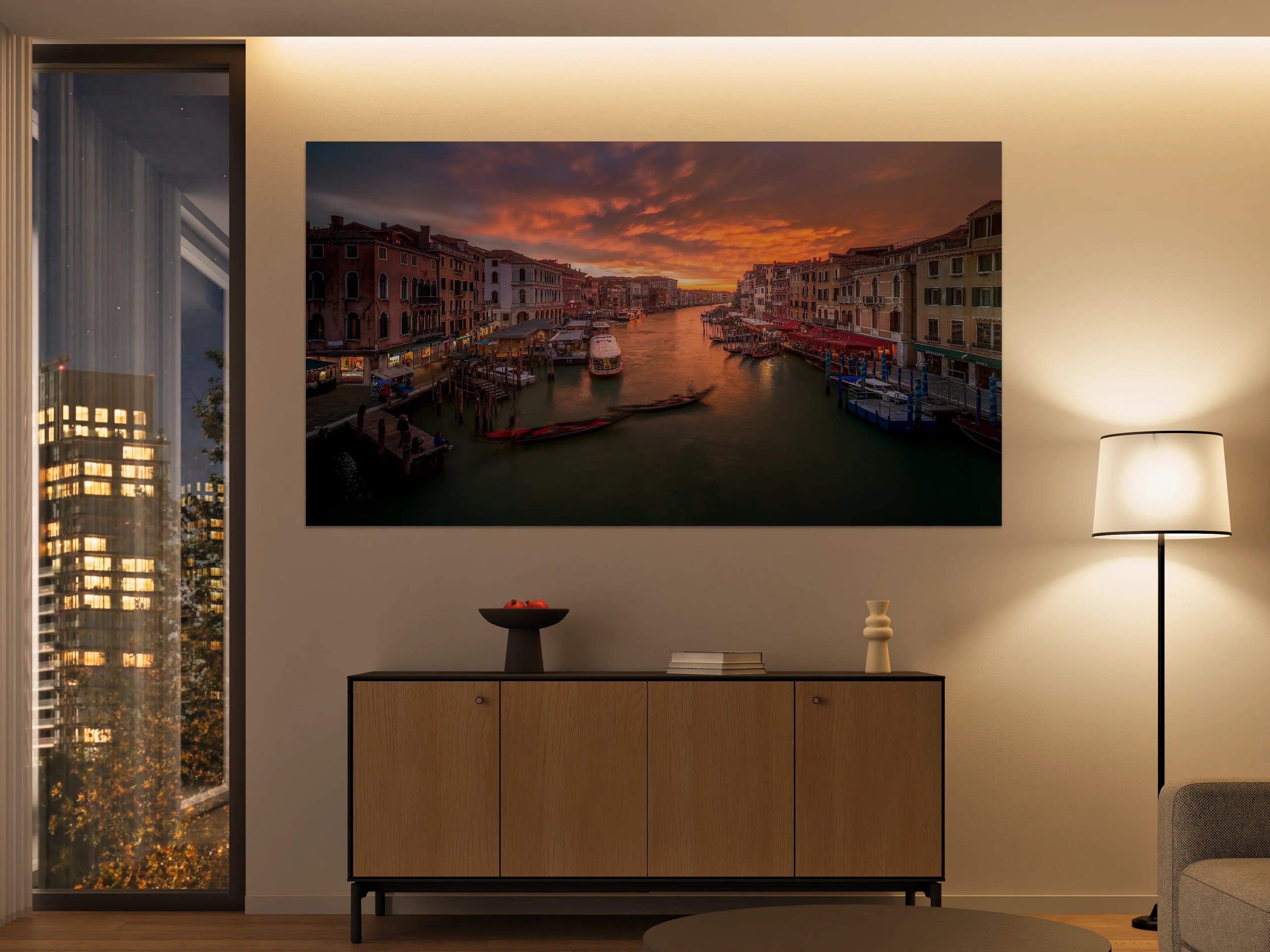 Große Wandbilder - Bunter Sonnenuntergang über Venezianischer Kanal