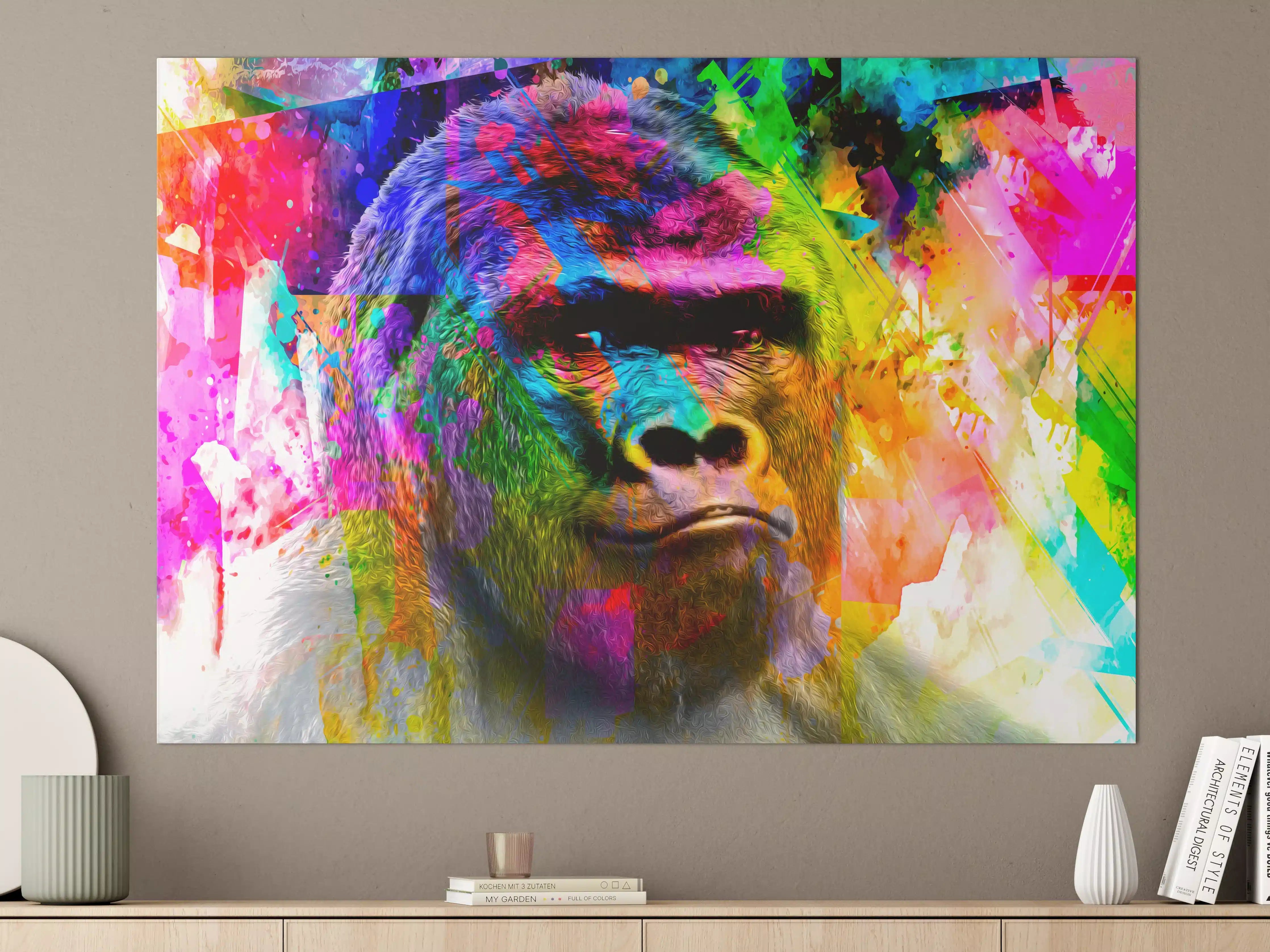 Große Wandbilder - Bunter abstrakter Gorillakopf