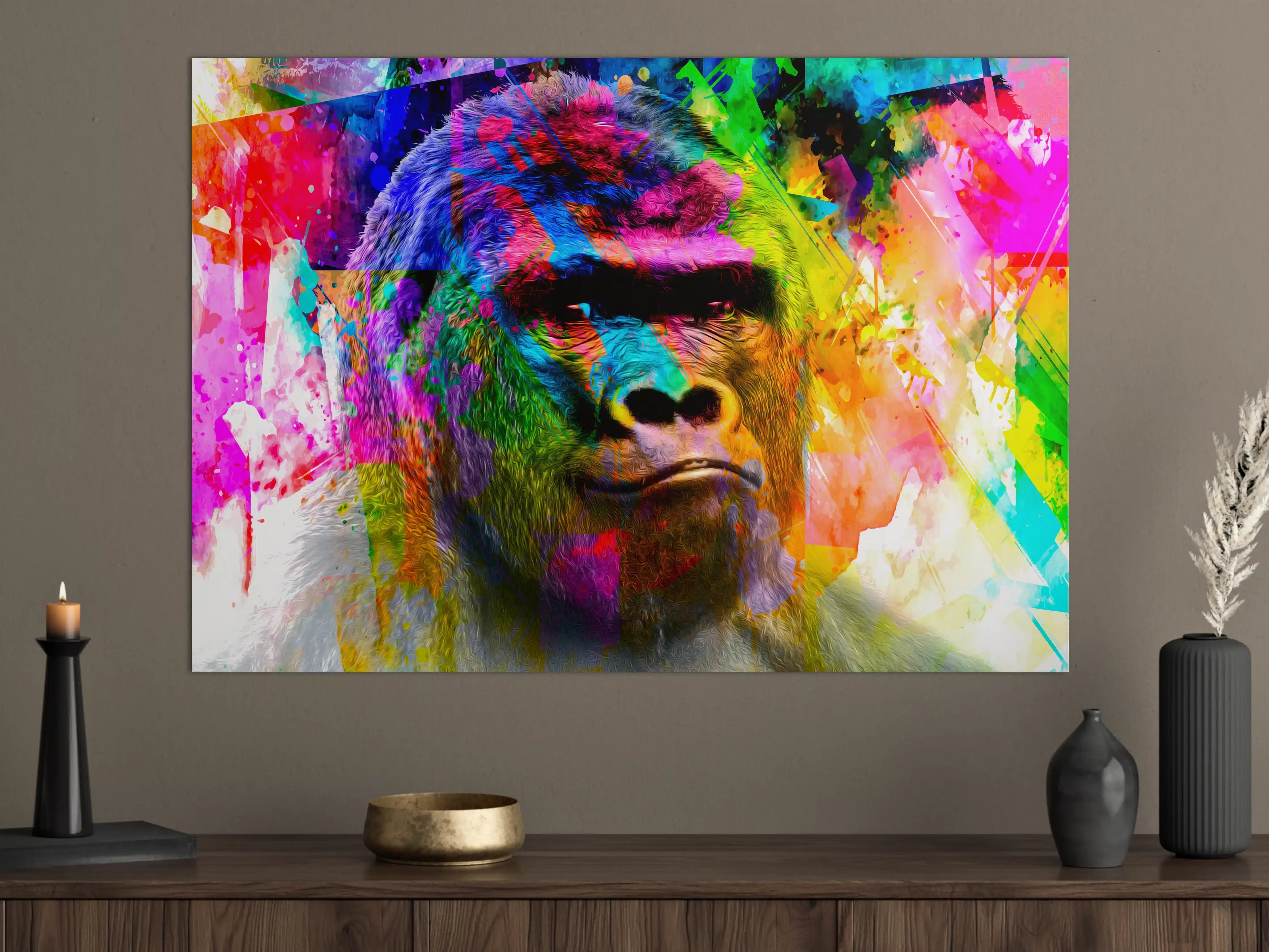 Große Wandbilder - Bunter abstrakter Gorillakopf