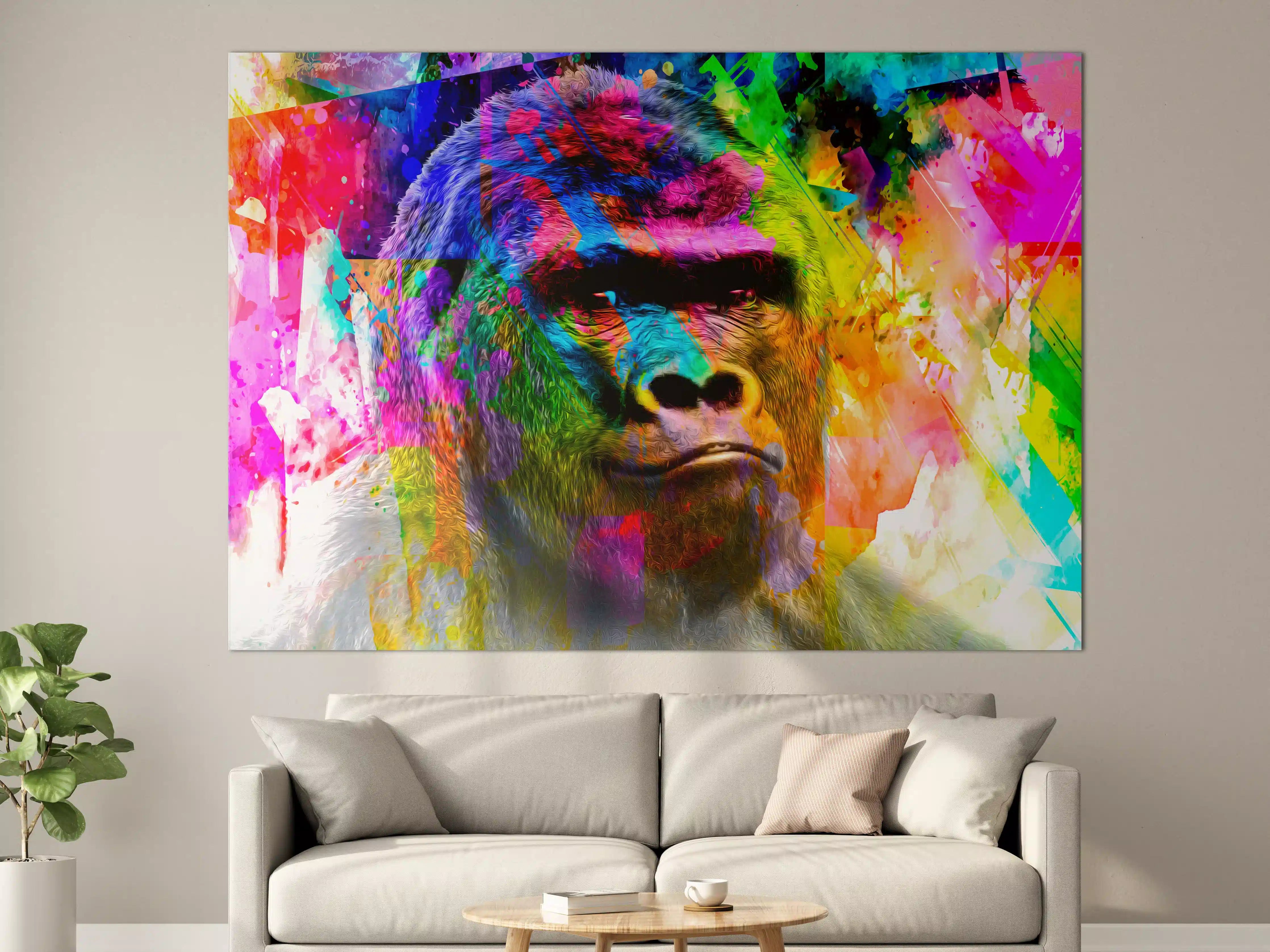 Große Wandbilder - Bunter abstrakter Gorillakopf