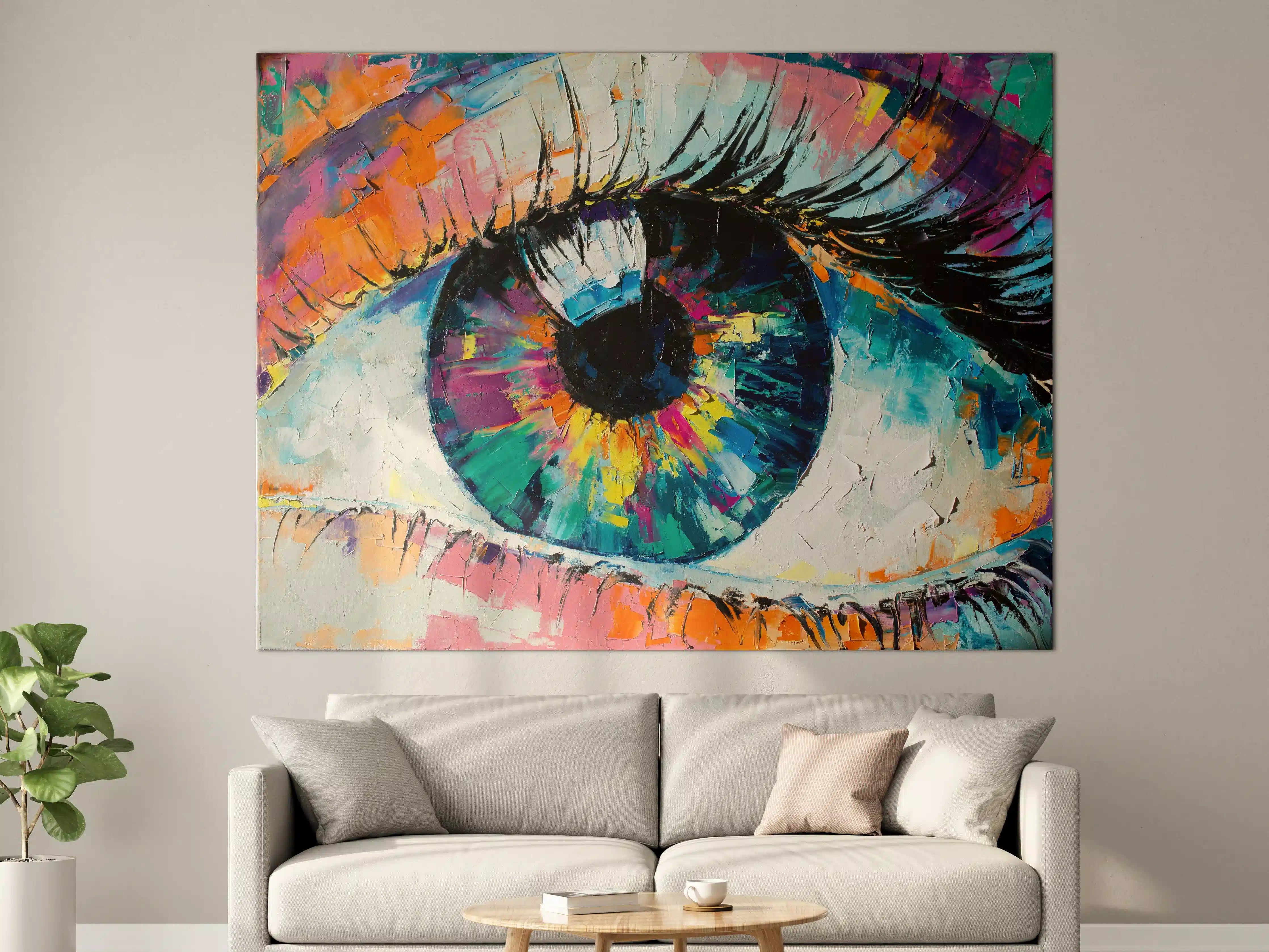 Große Wandbilder - Buntes Auge in lebendiger Malerei