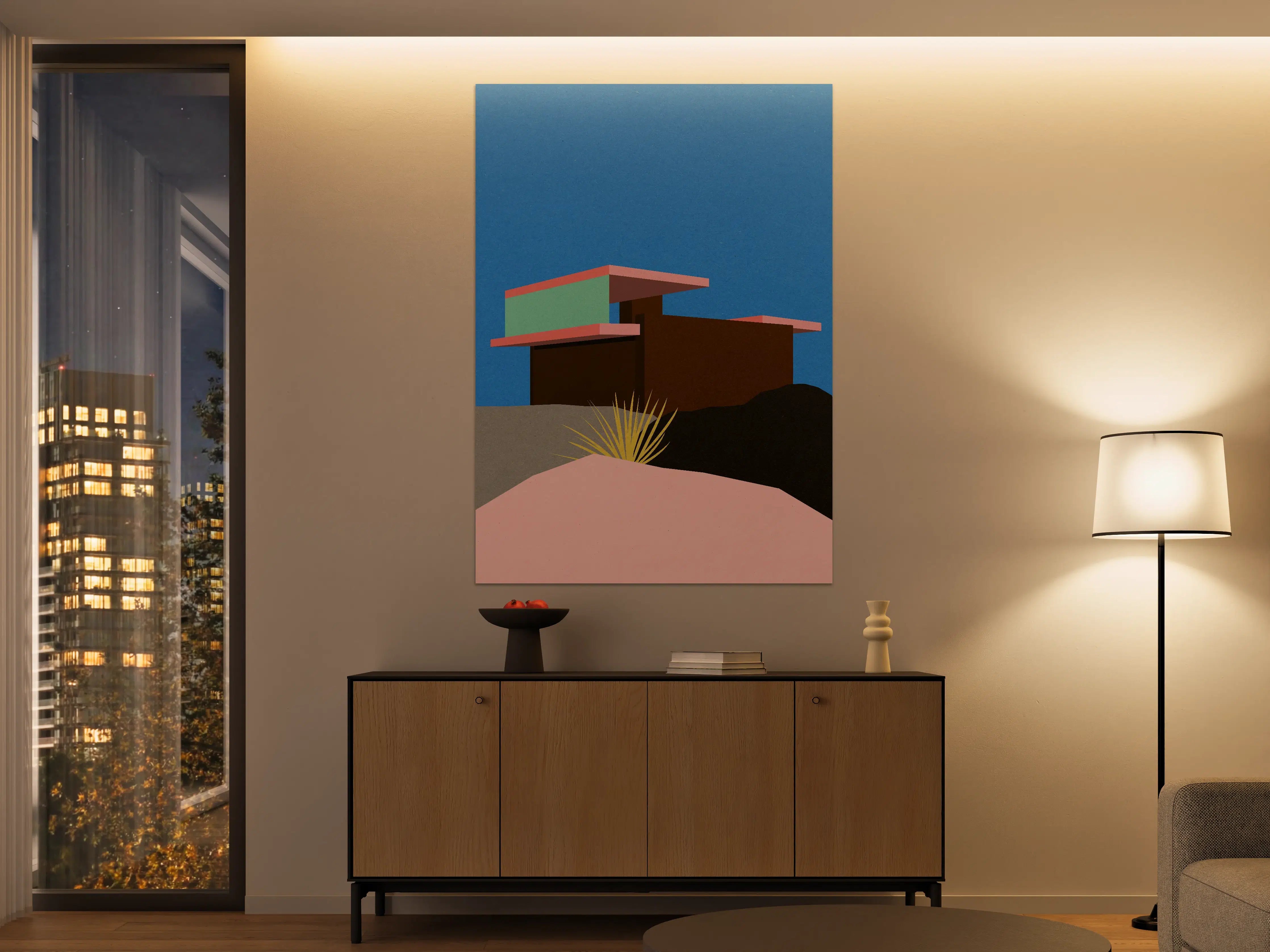 Große Wandbilder - Buntes Bauhaus Desert House Poster