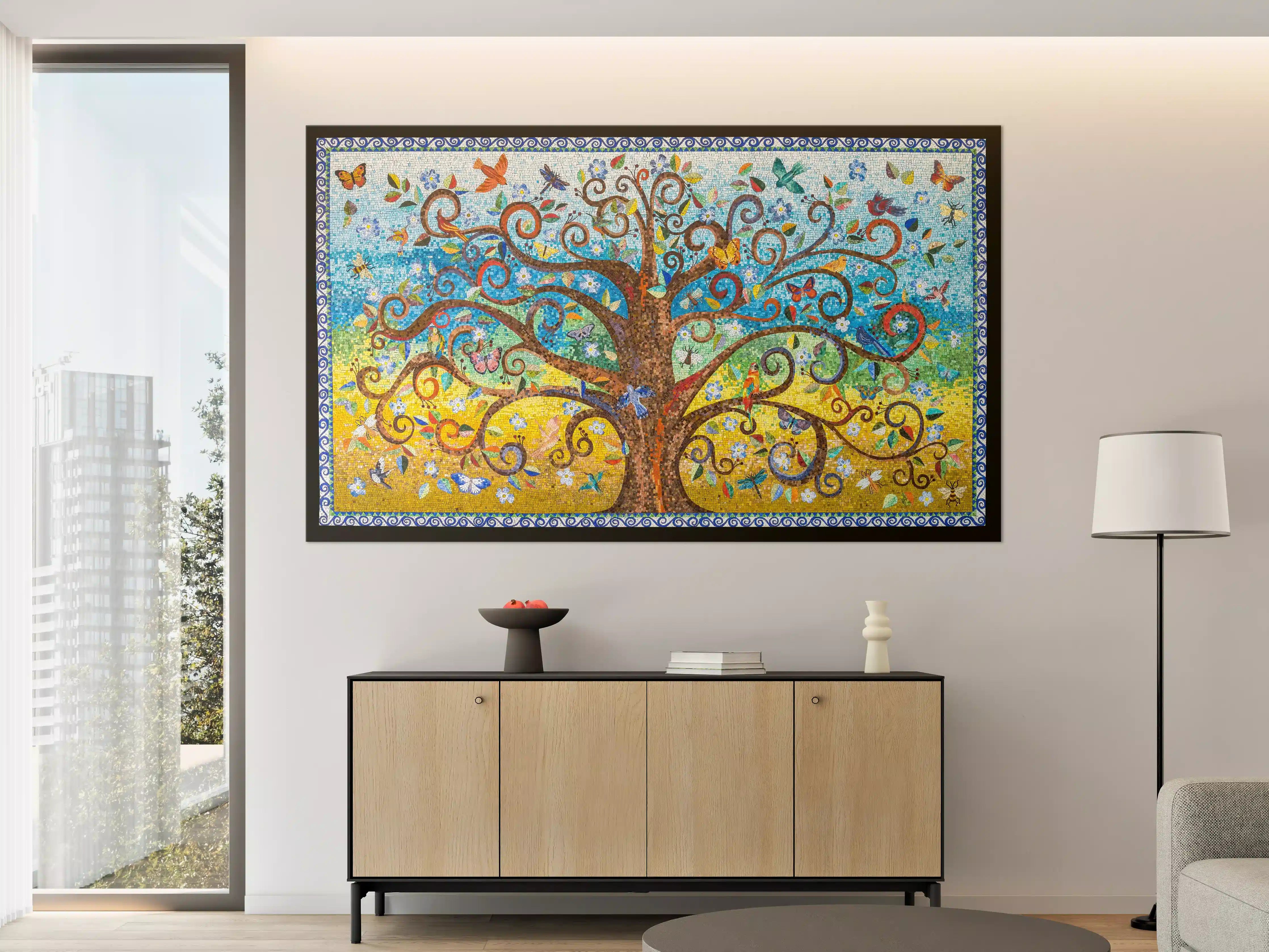 Große Wandbilder - Buntes Baum Mosaik Kunstwerk