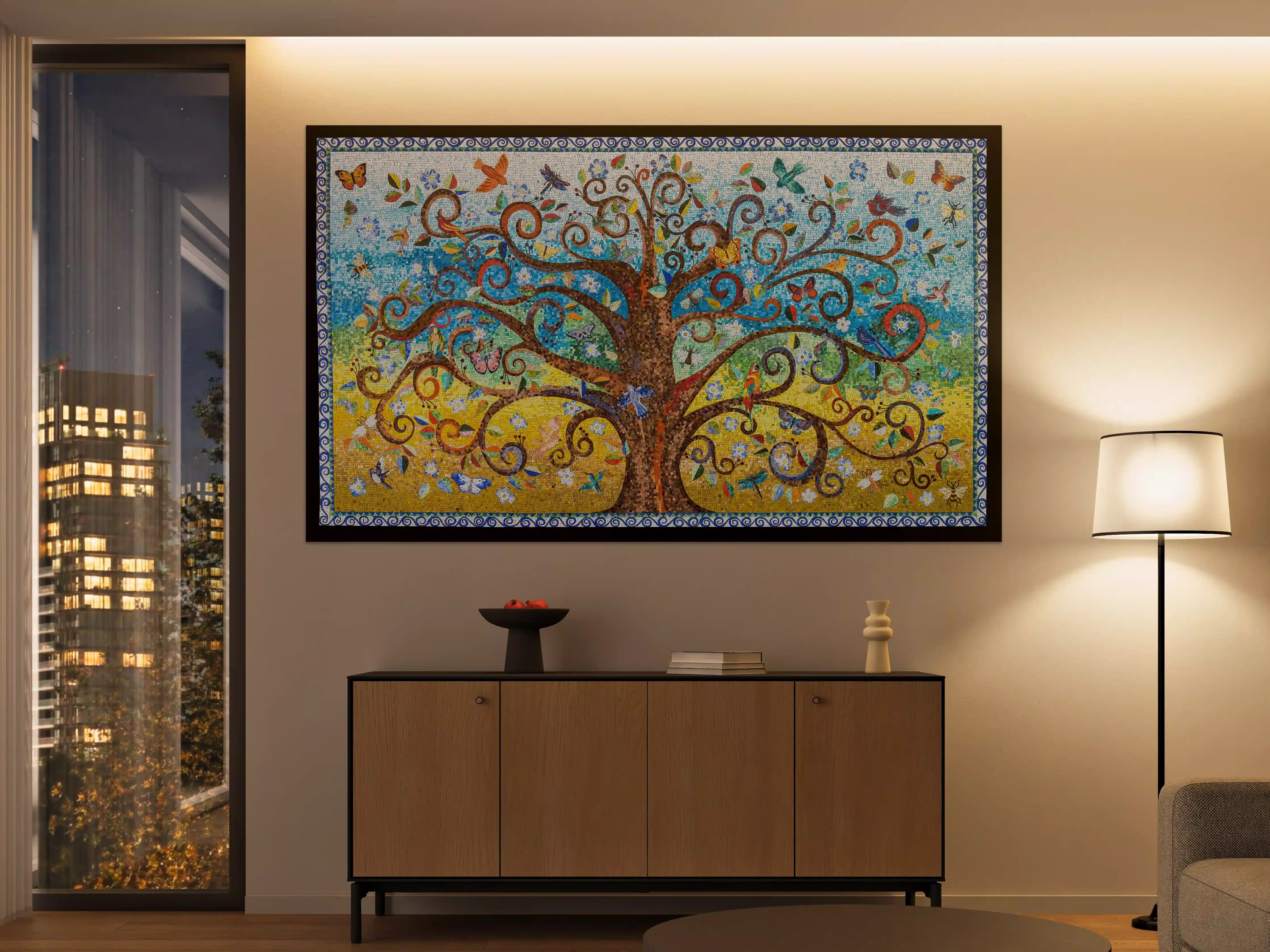 Große Wandbilder - Buntes Baum Mosaik Kunstwerk