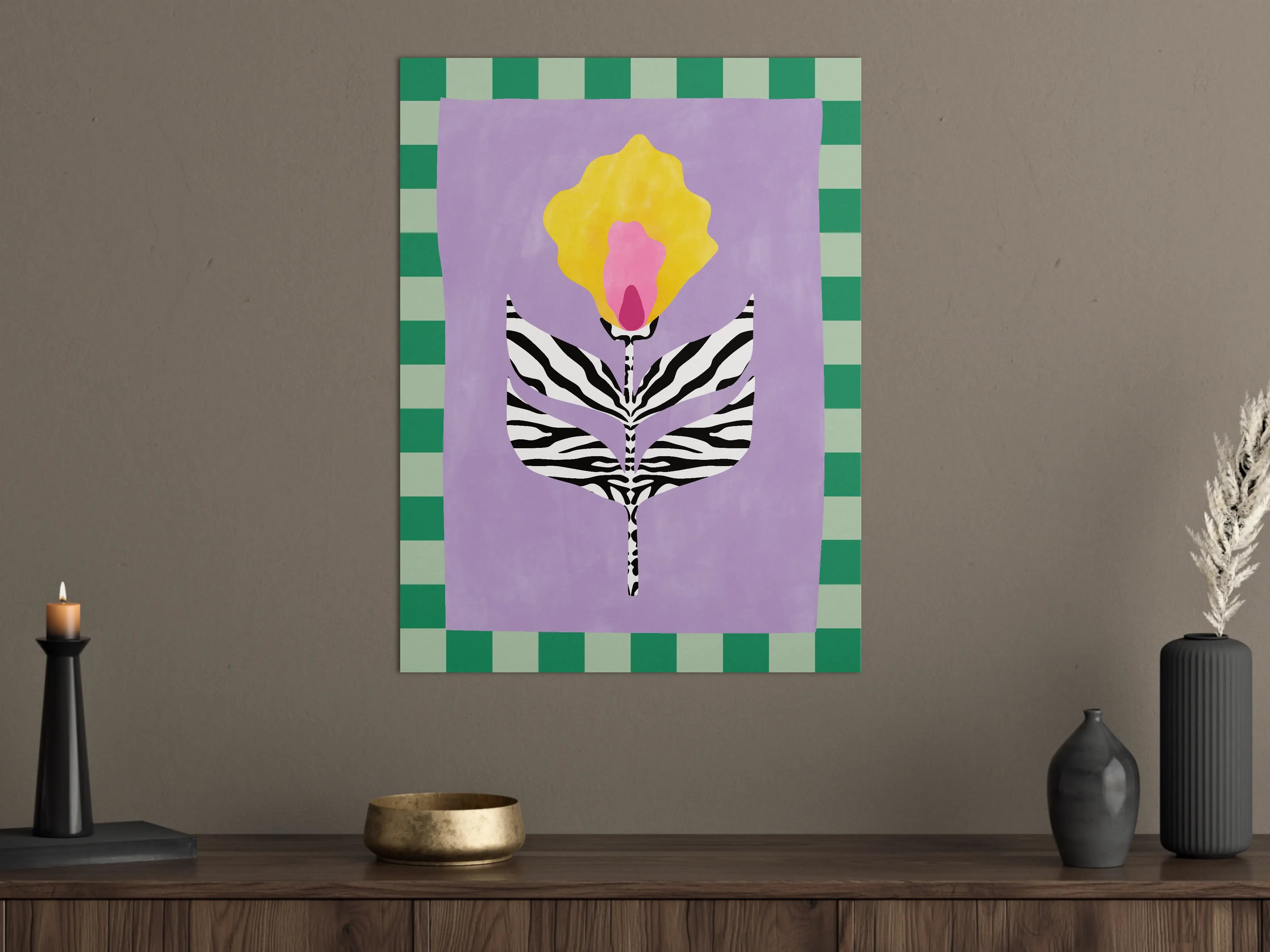 Große Wandbilder - Buntes Blumendesign mit Zebra-Muster