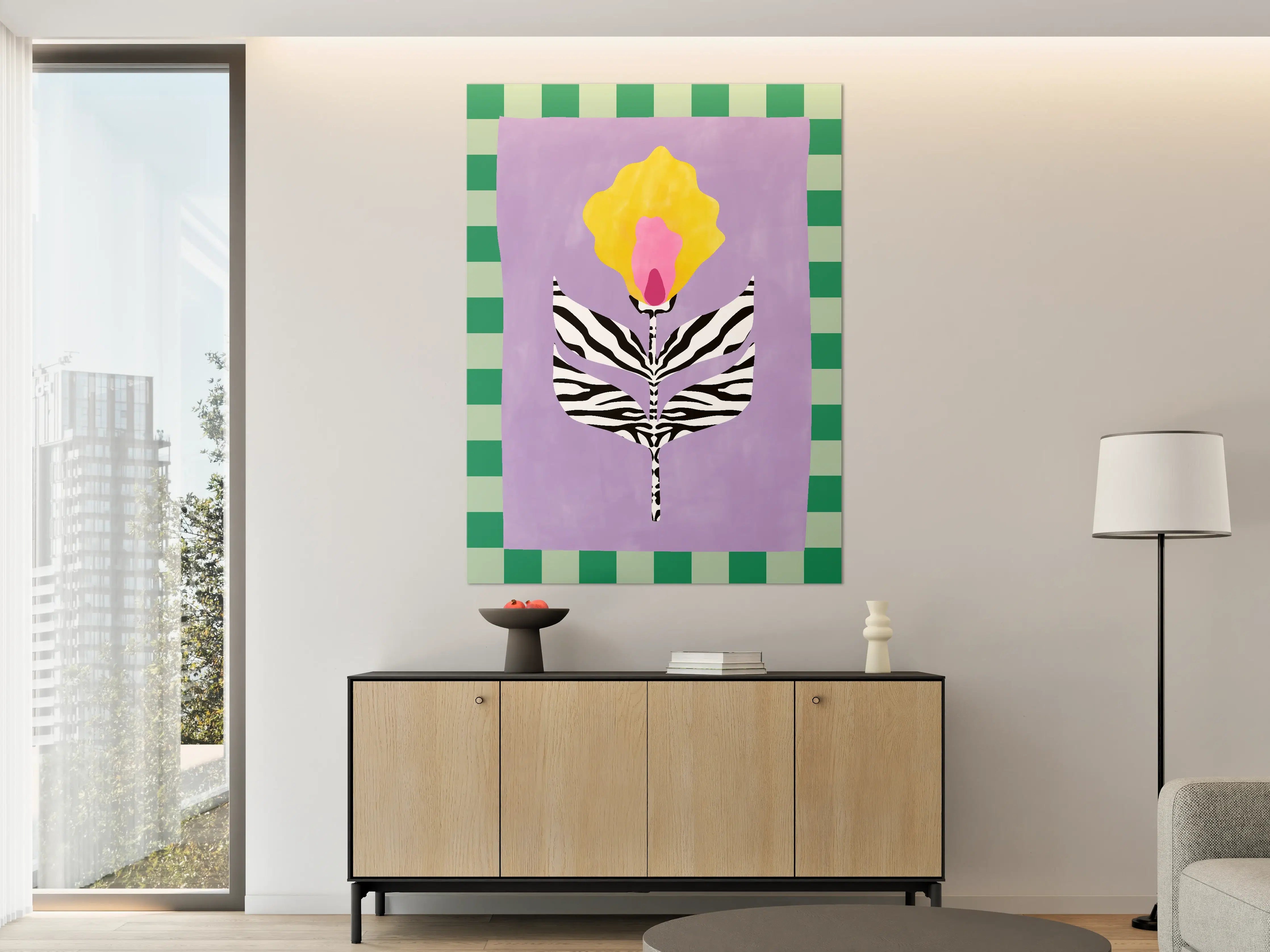 Große Wandbilder - Buntes Blumendesign mit Zebra-Muster