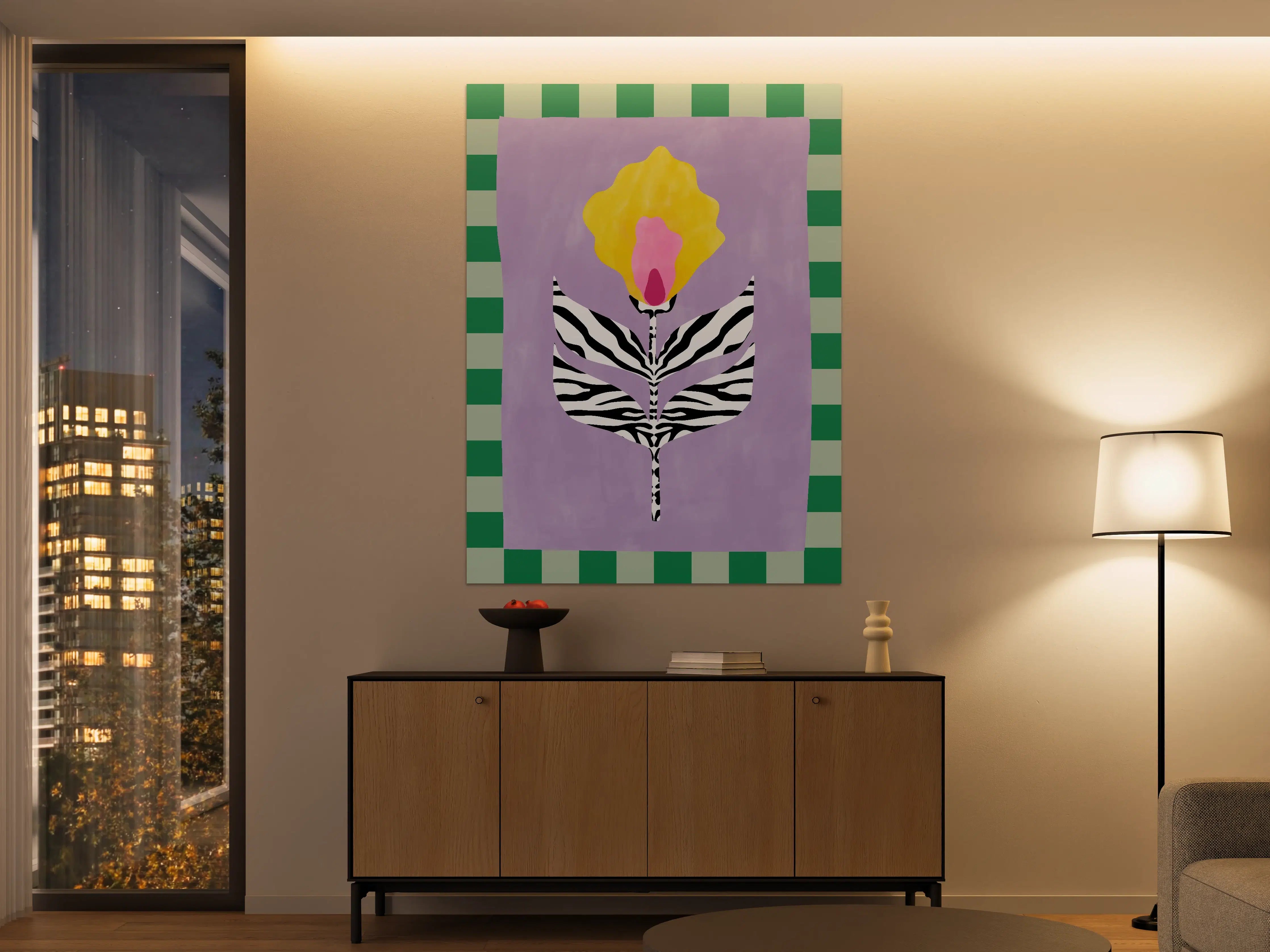 Große Wandbilder - Buntes Blumendesign mit Zebra-Muster