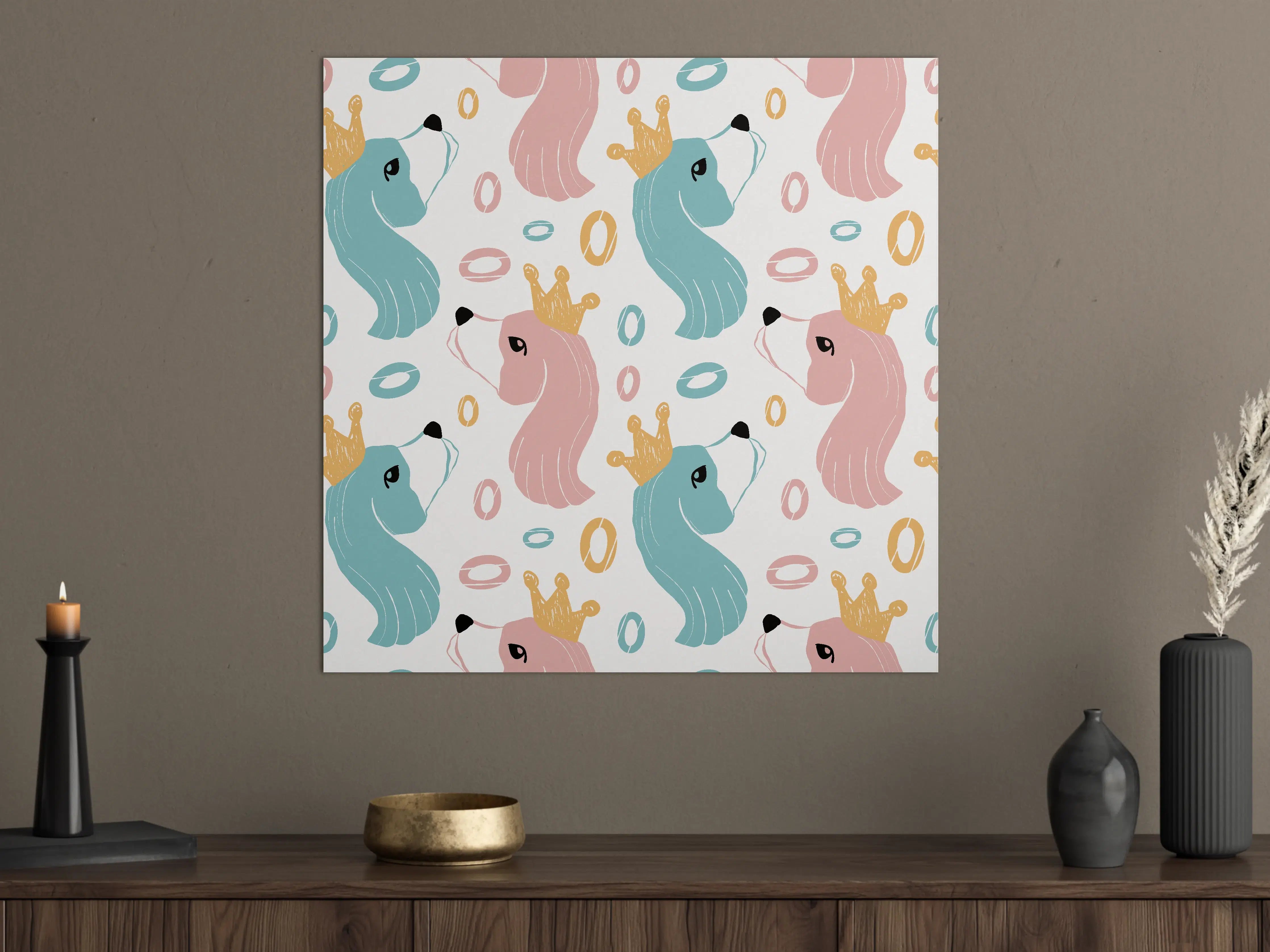 Große Wandbilder - Buntes Einhorn-Muster