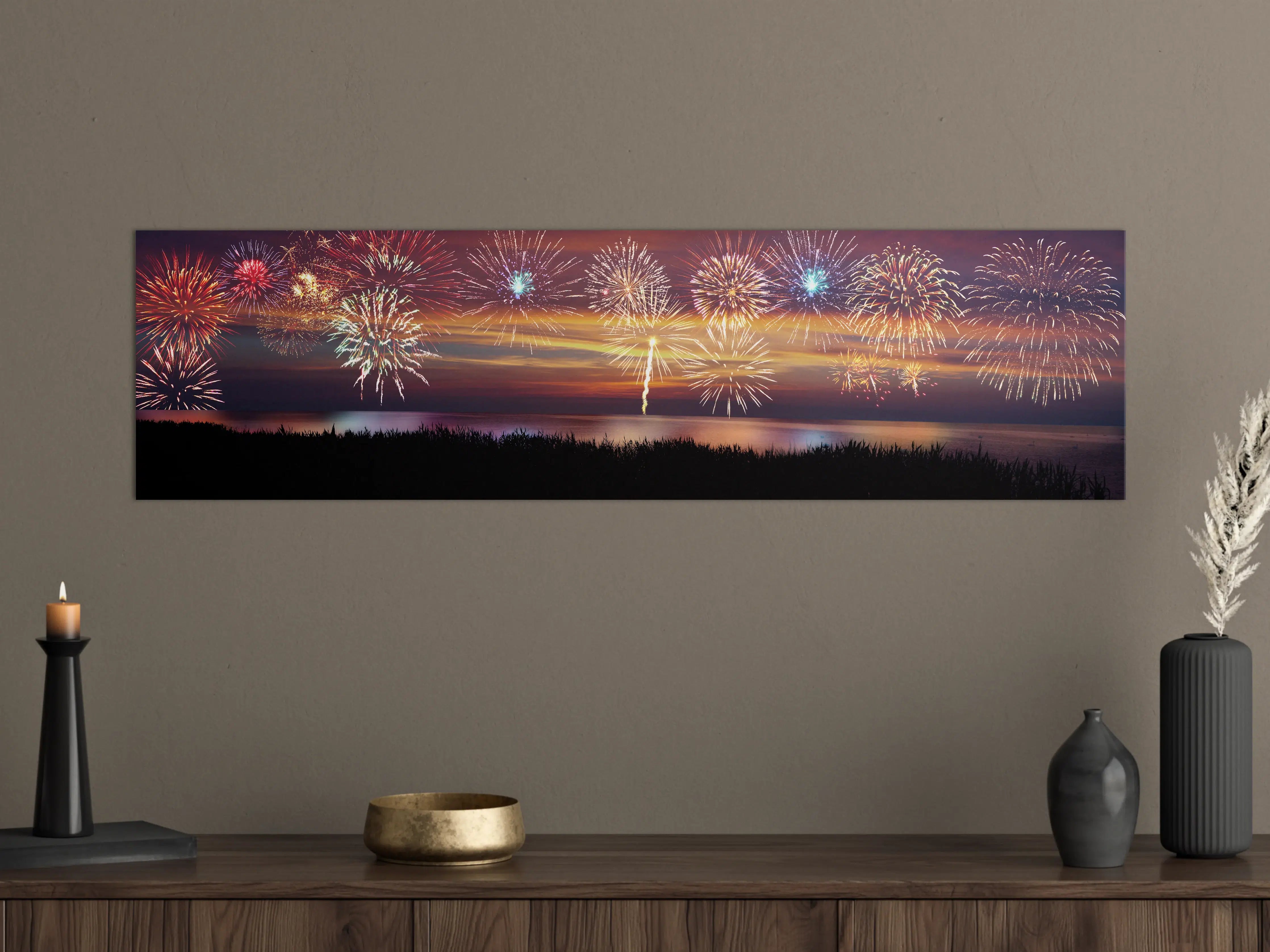 Große Wandbilder - Buntes Feuerwerk Nacht Himmel