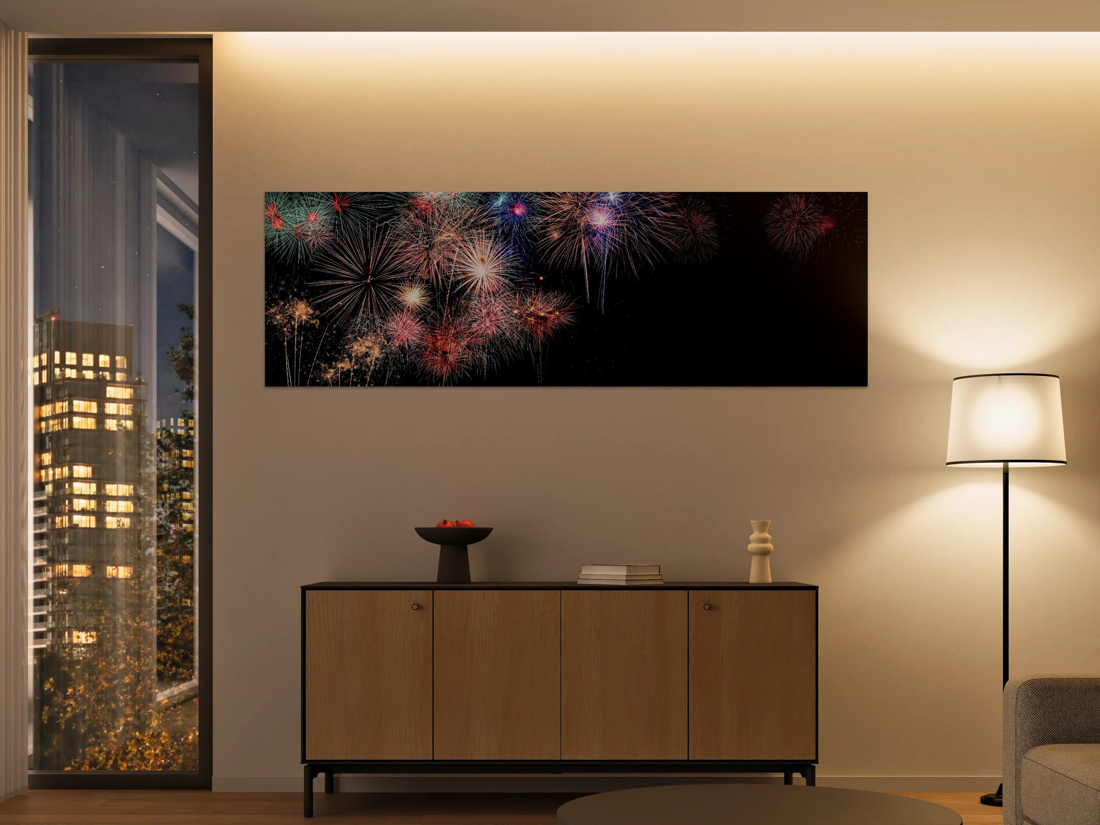 Große Wandbilder - Buntes Feuerwerk Neujahr 2023