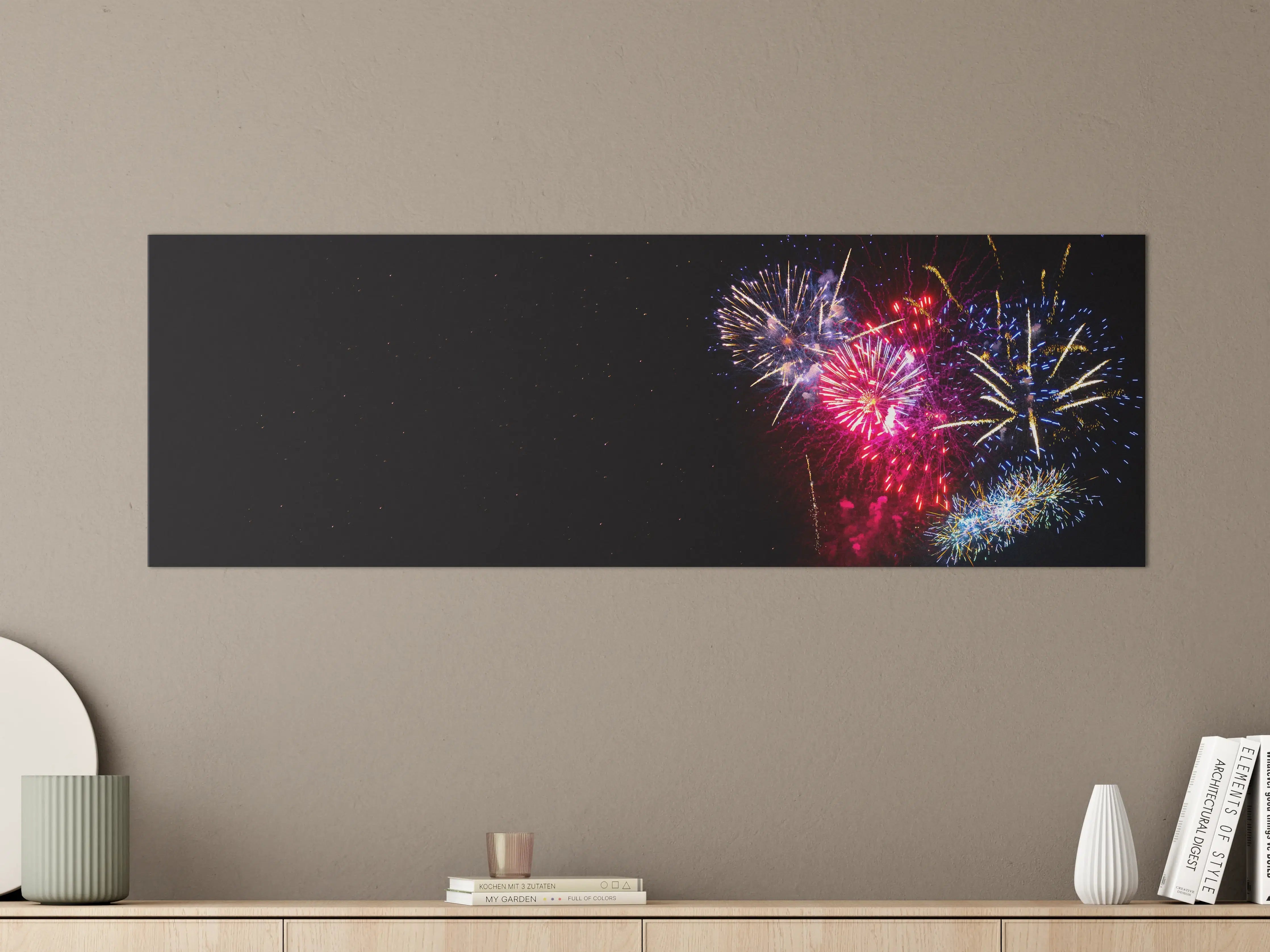 Große Wandbilder - Buntes Feuerwerk Neujahrsnacht