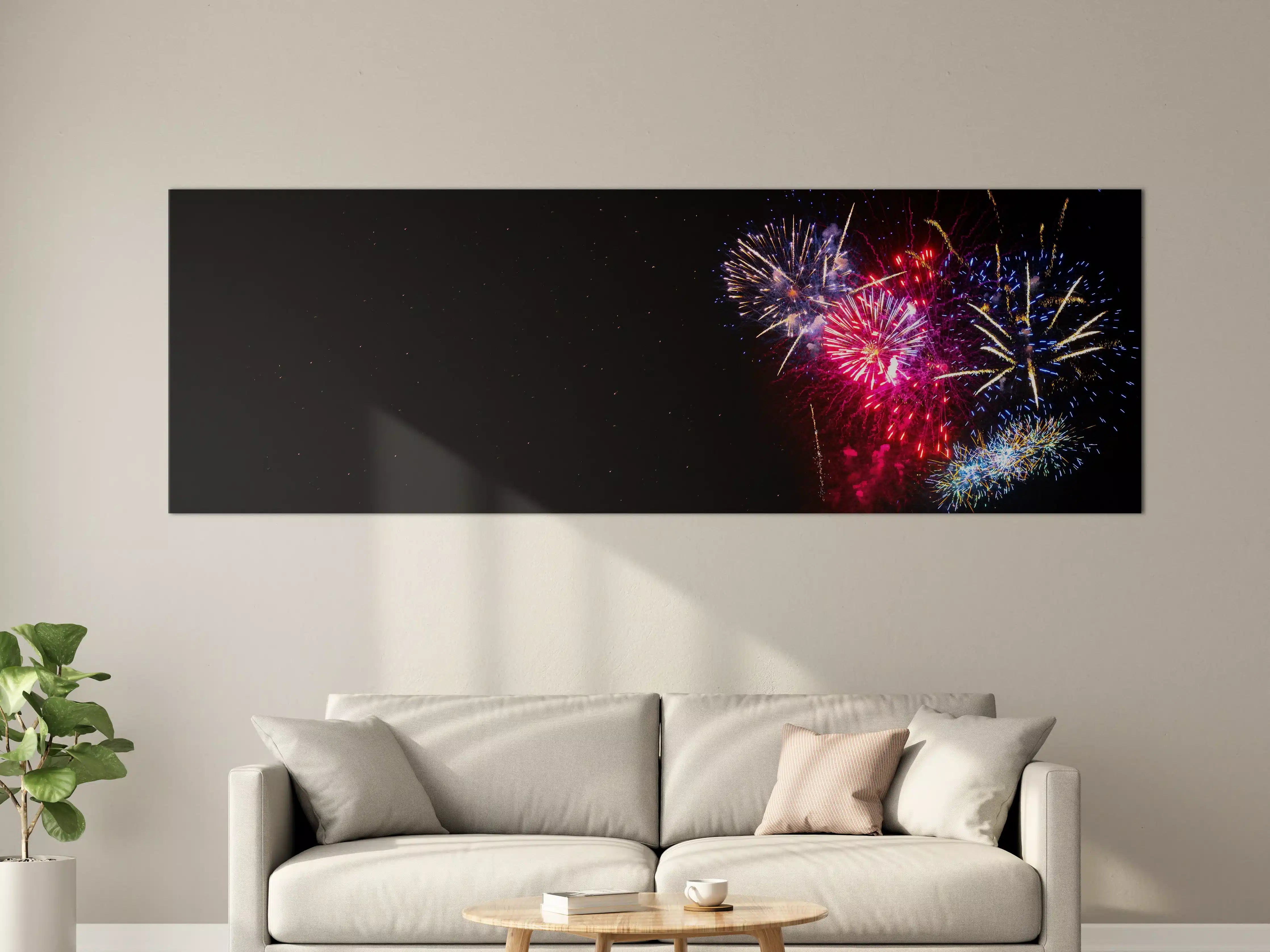 Große Wandbilder - Buntes Feuerwerk Neujahrsnacht