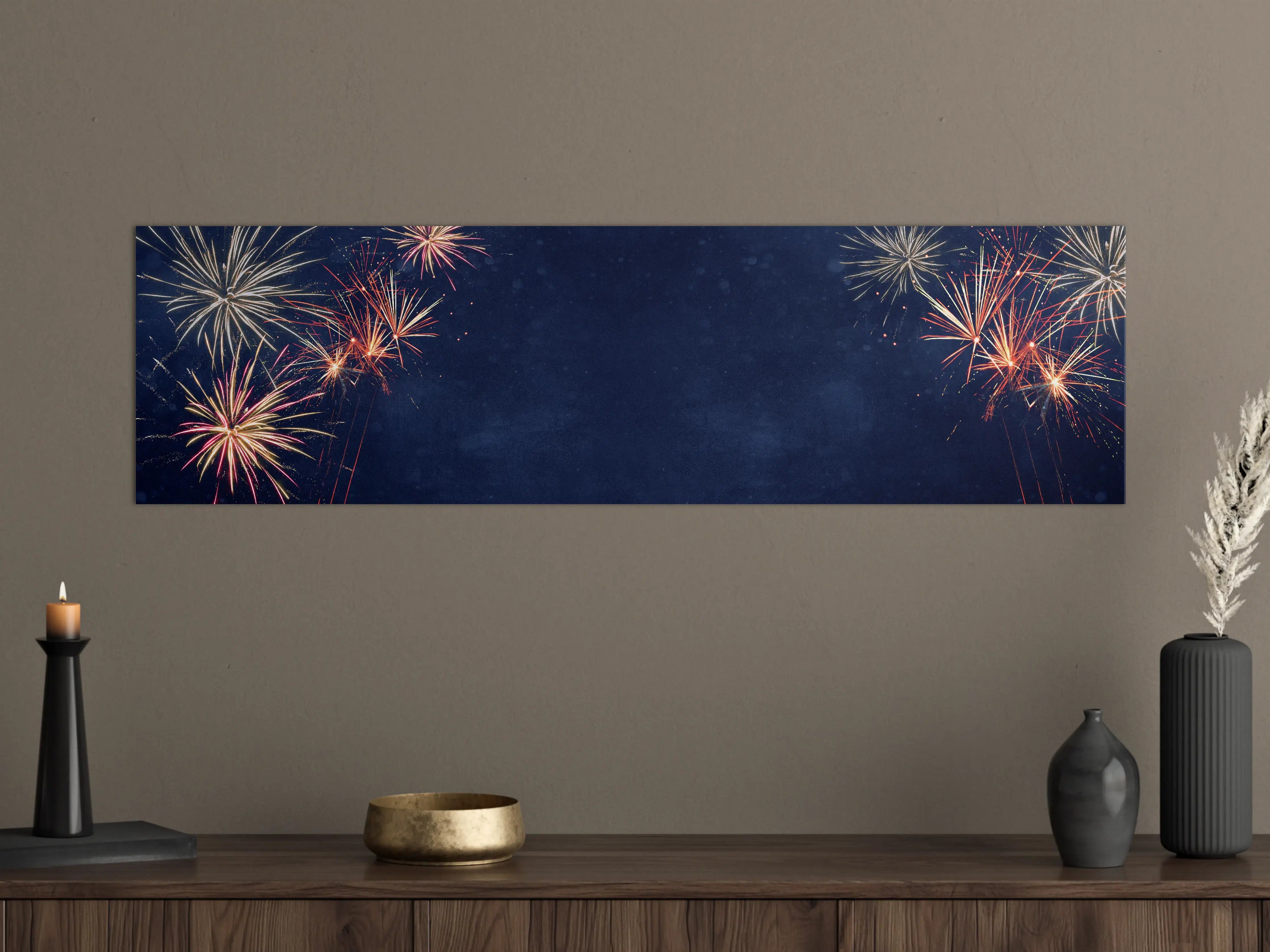 Große Wandbilder - Buntes Feuerwerk Silvester 2023