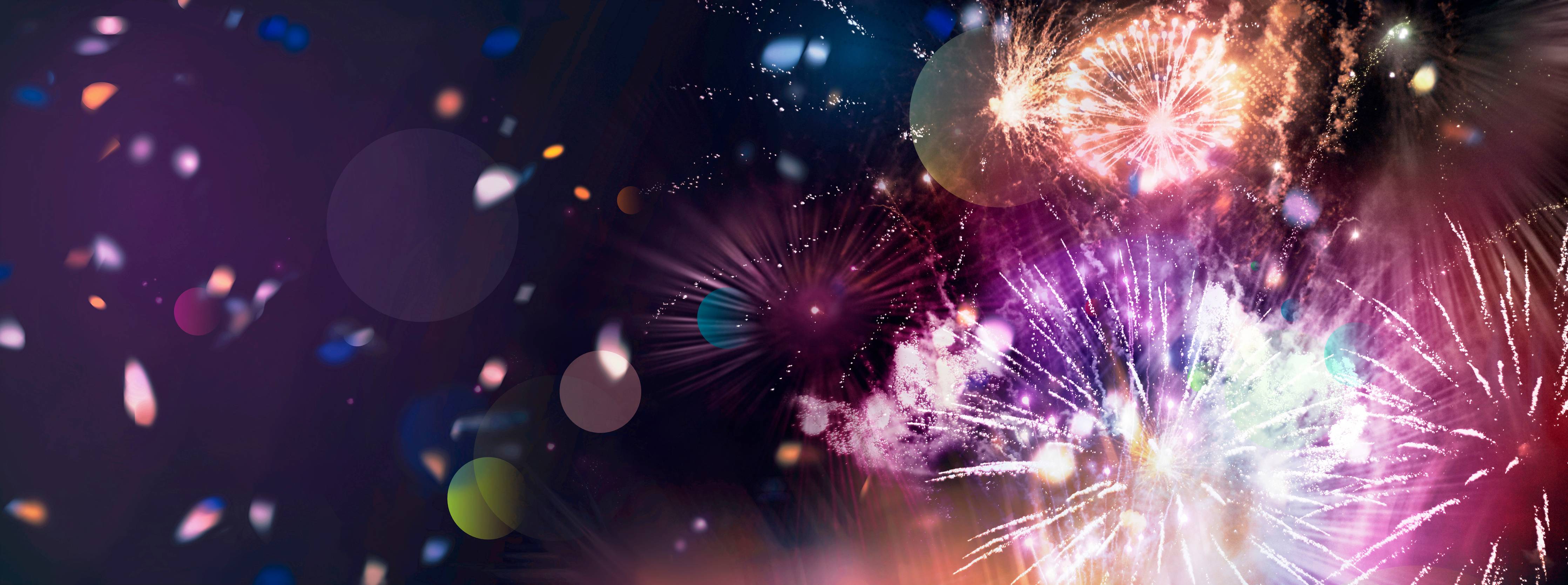 Große Wandbilder-Buntes Feuerwerk mit Konfetti