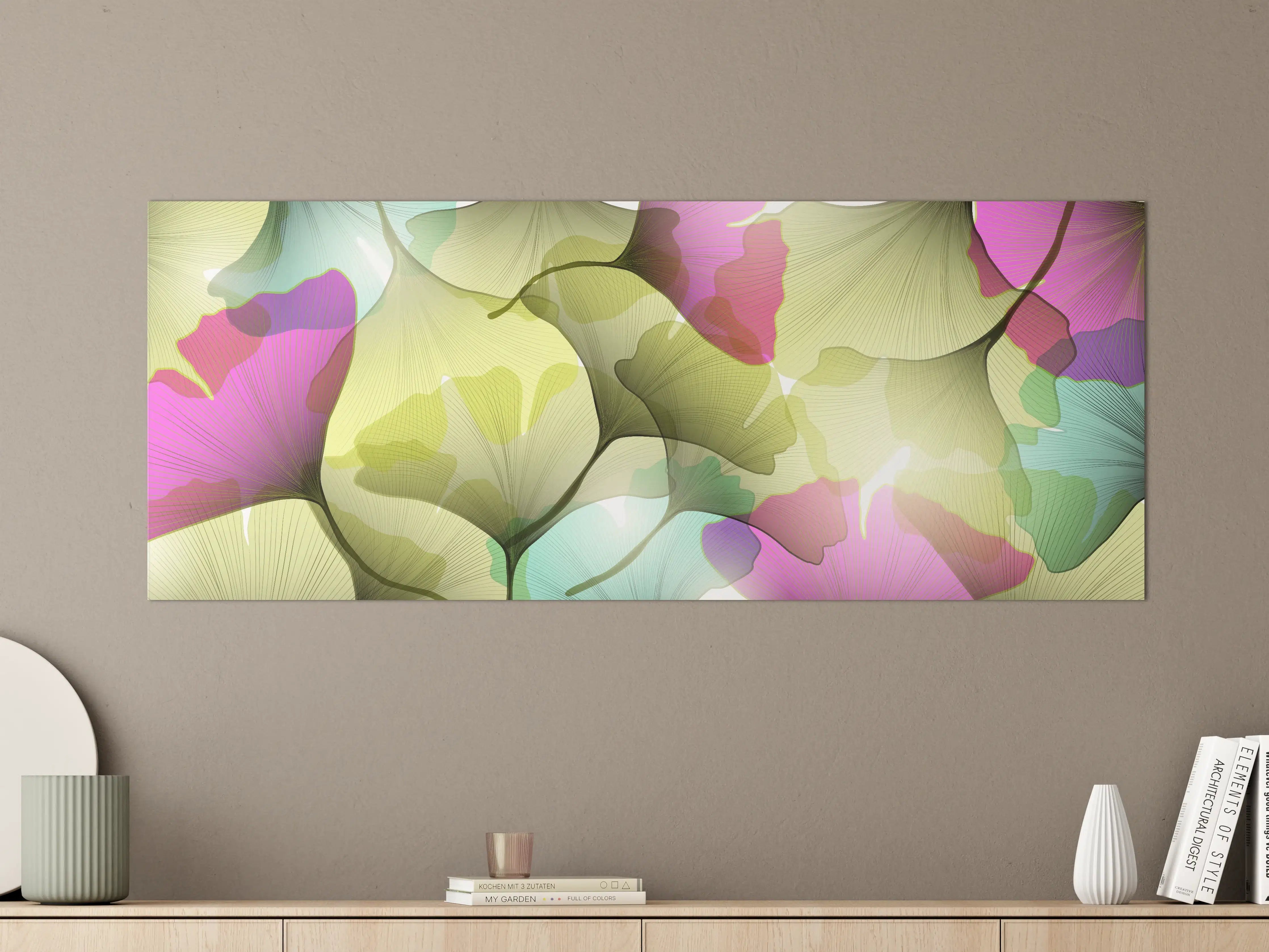Große Wandbilder - Buntes Ginkgo Blätter Design