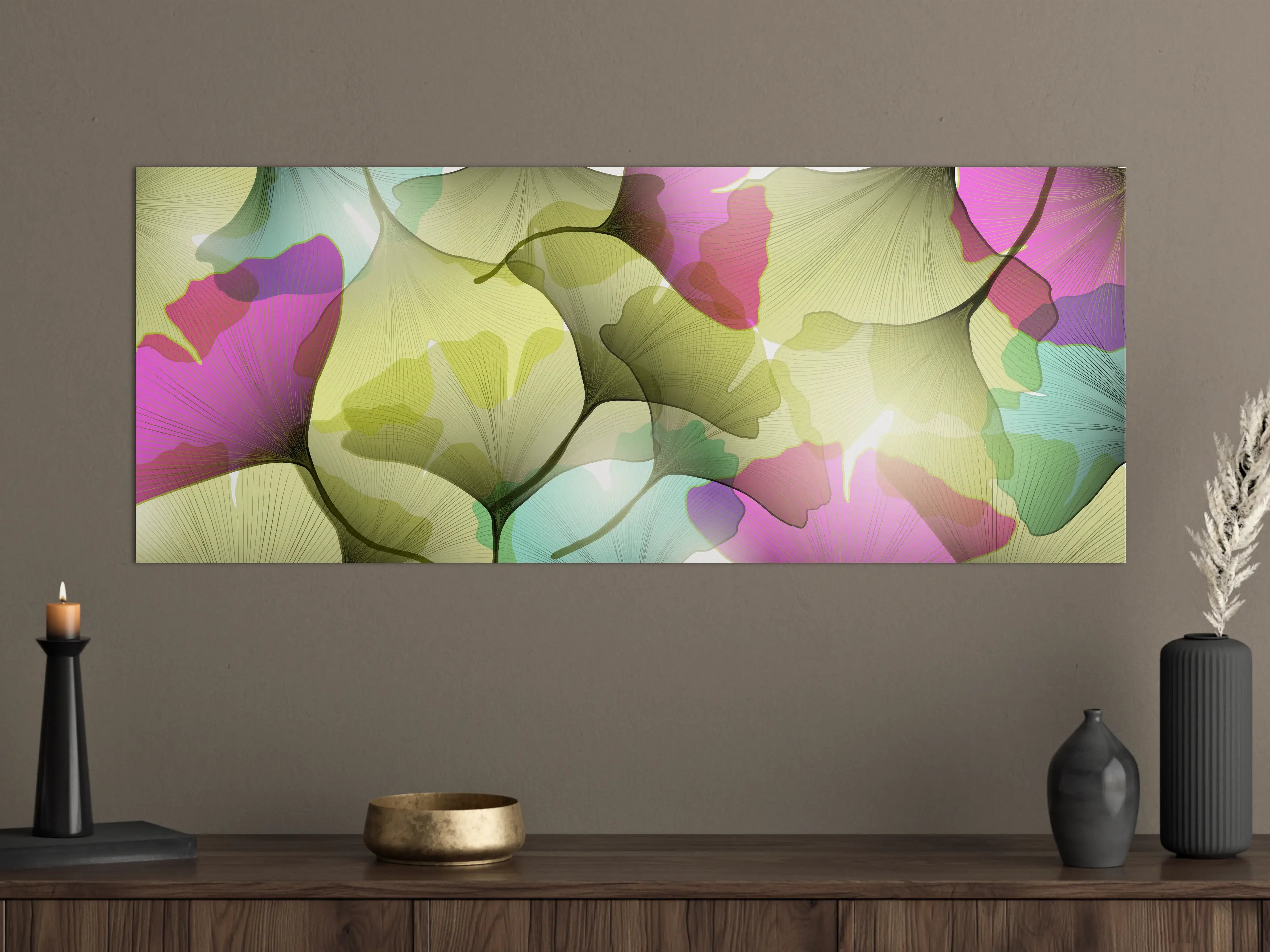Große Wandbilder - Buntes Ginkgo Blätter Design