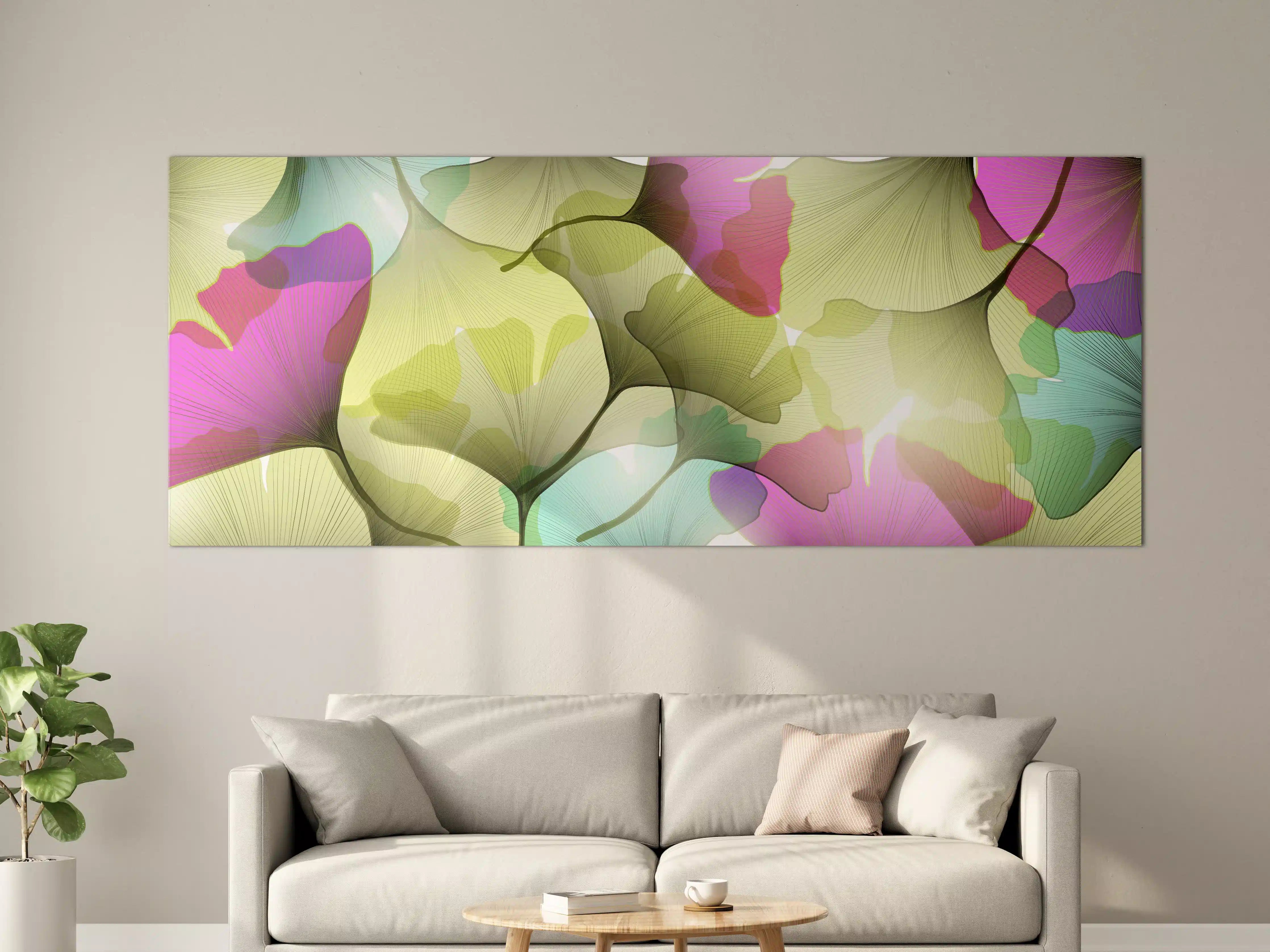 Große Wandbilder - Buntes Ginkgo Blätter Design