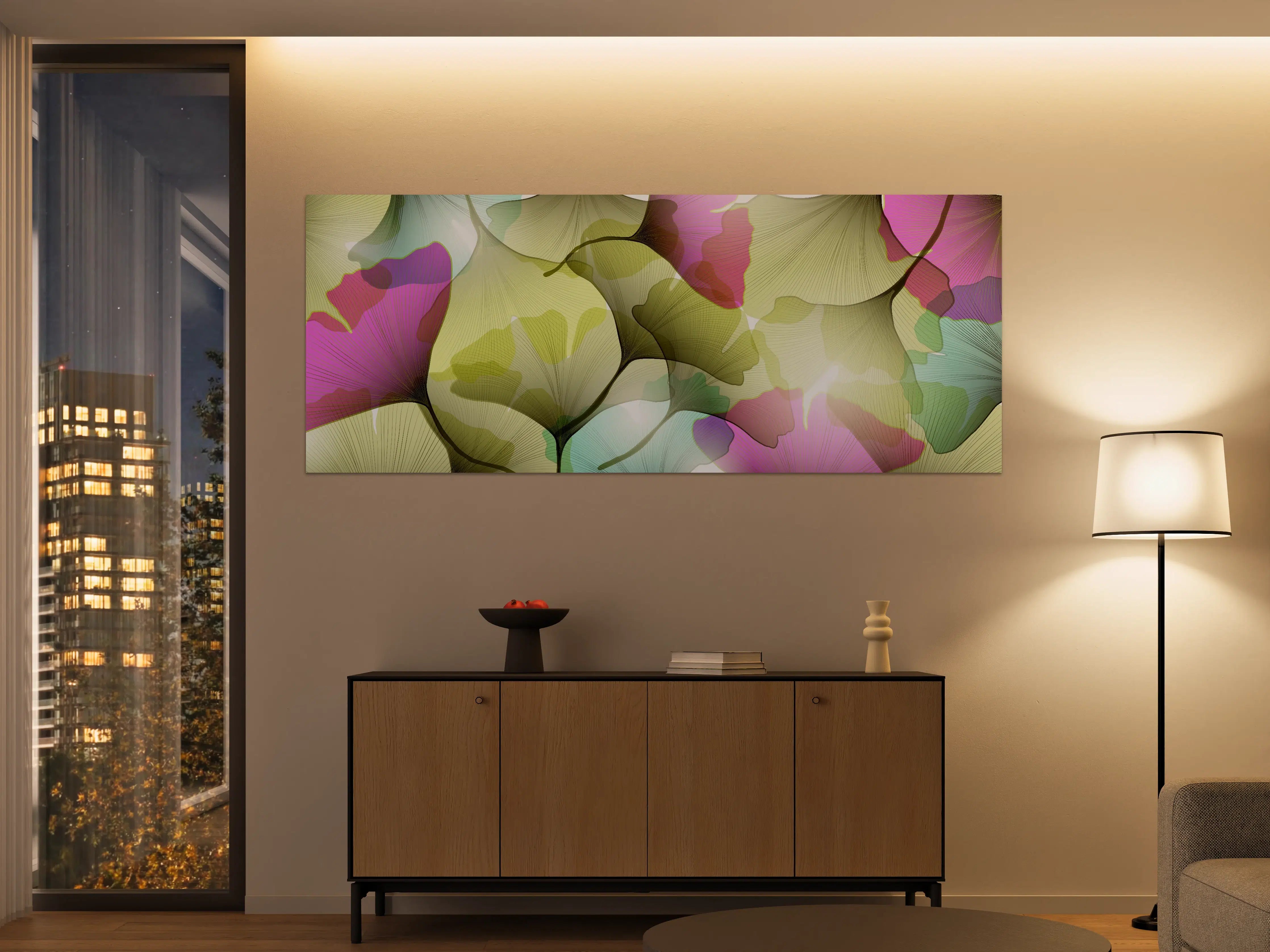 Große Wandbilder - Buntes Ginkgo Blätter Design