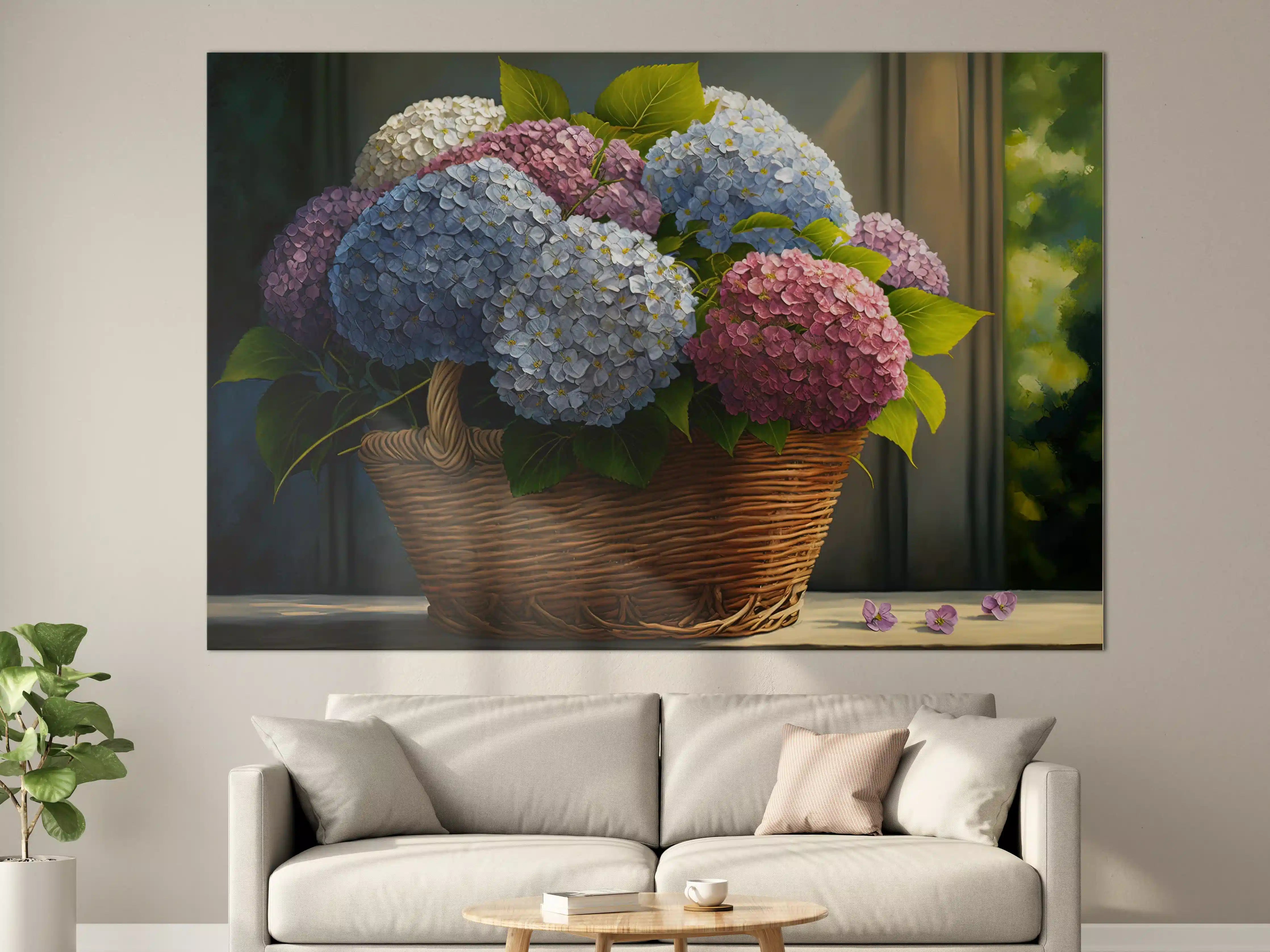 Große Wandbilder - Buntes Hortensien Blumenarrangement