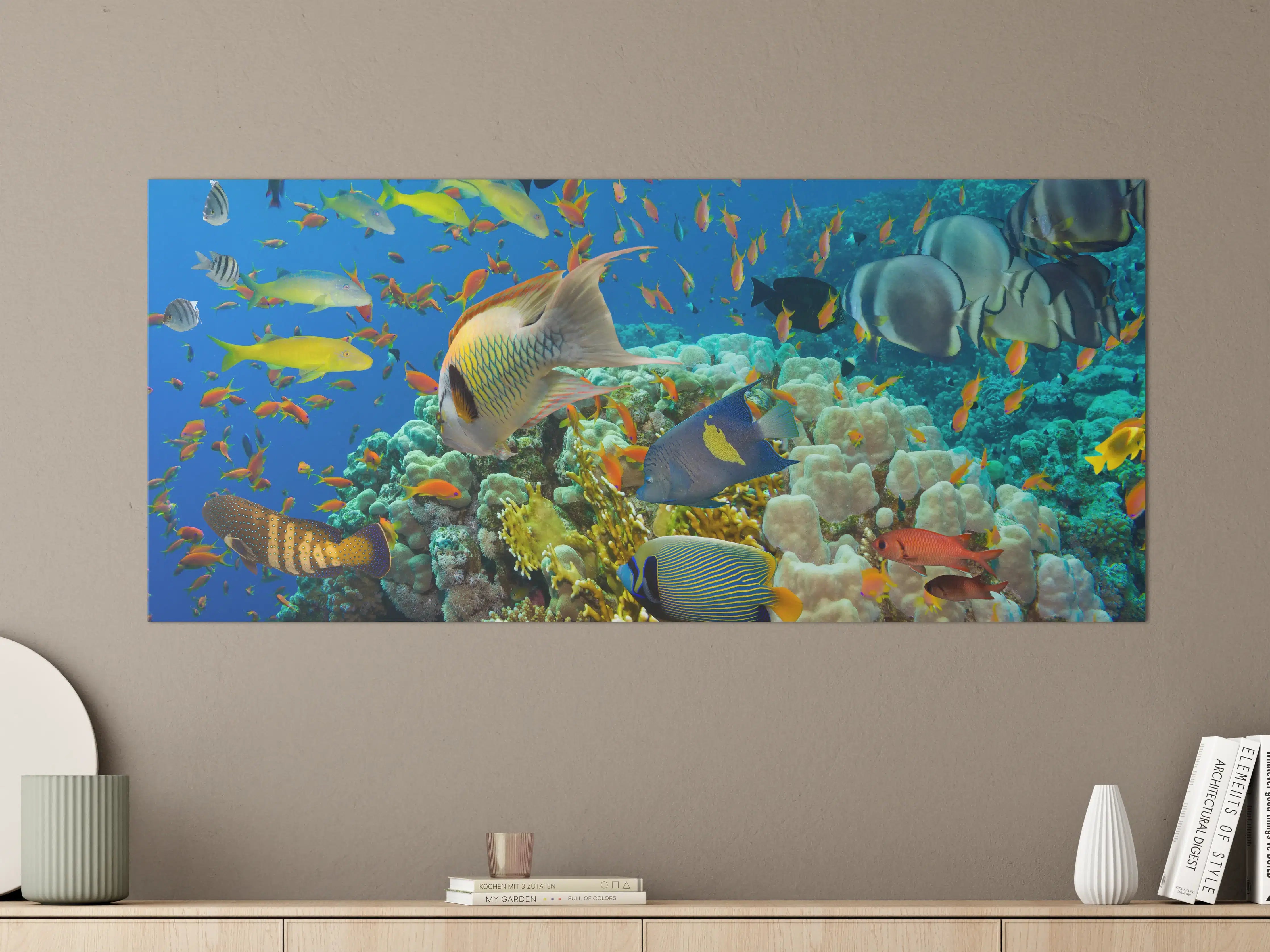 Große Wandbilder - Buntes Korallenriff mit Fischen