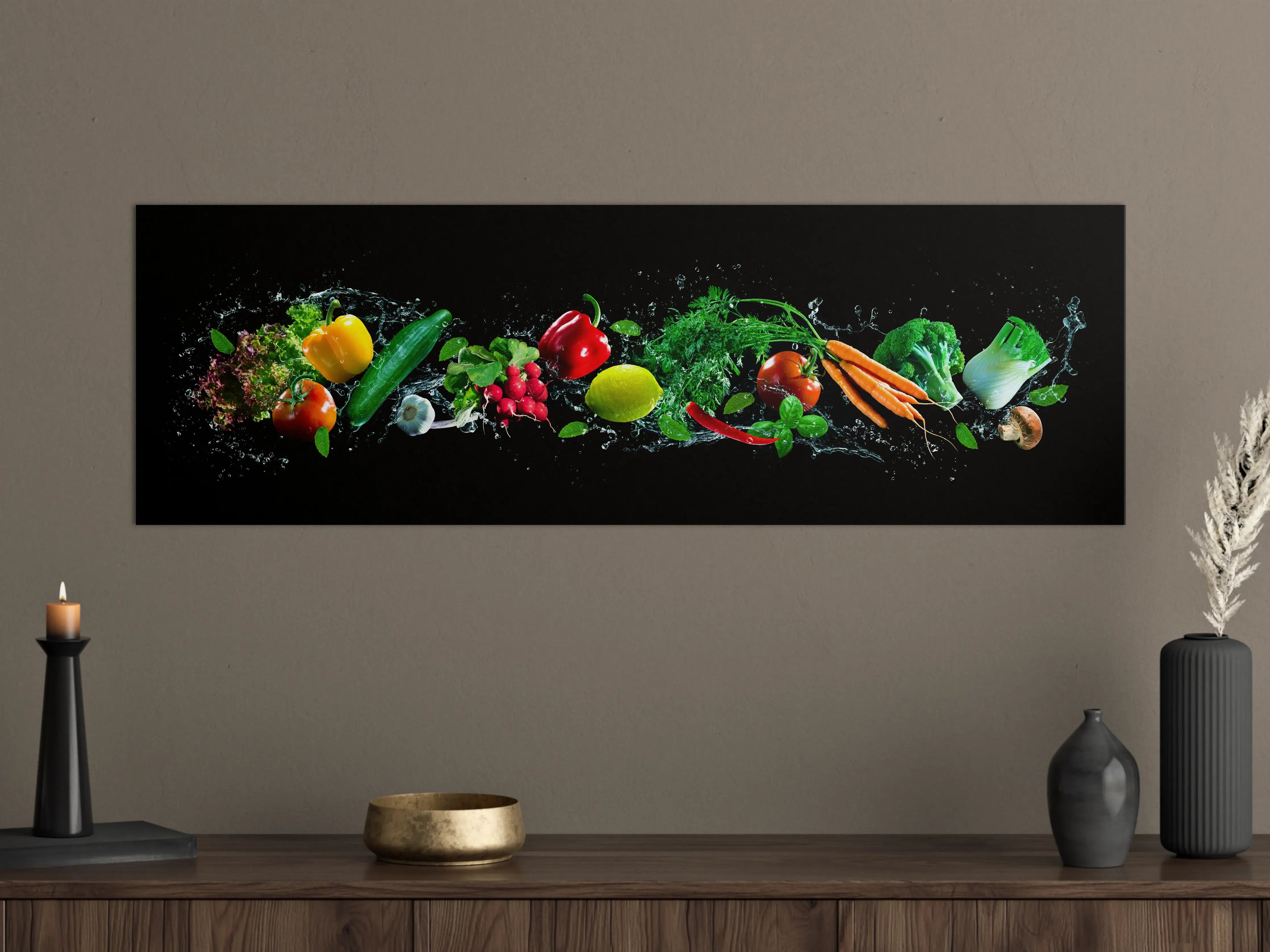 Große Wandbilder - Buntes Obst auf schwarzem Hintergrund